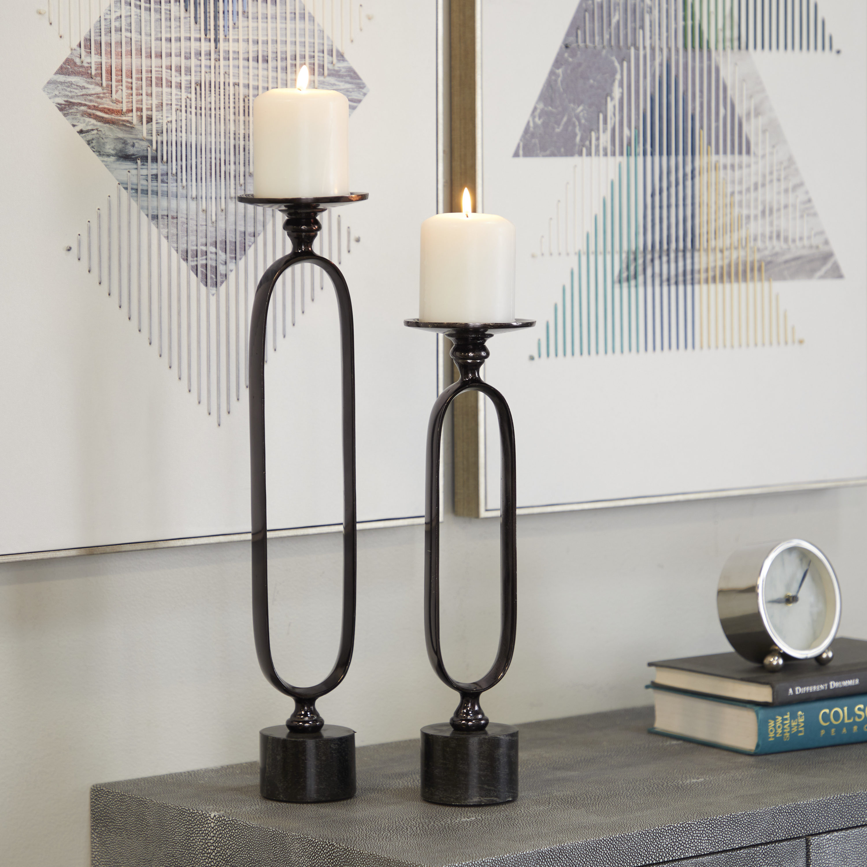 Grayson Lane 73925 2 Candle Aluminum Pillar Candle Holder