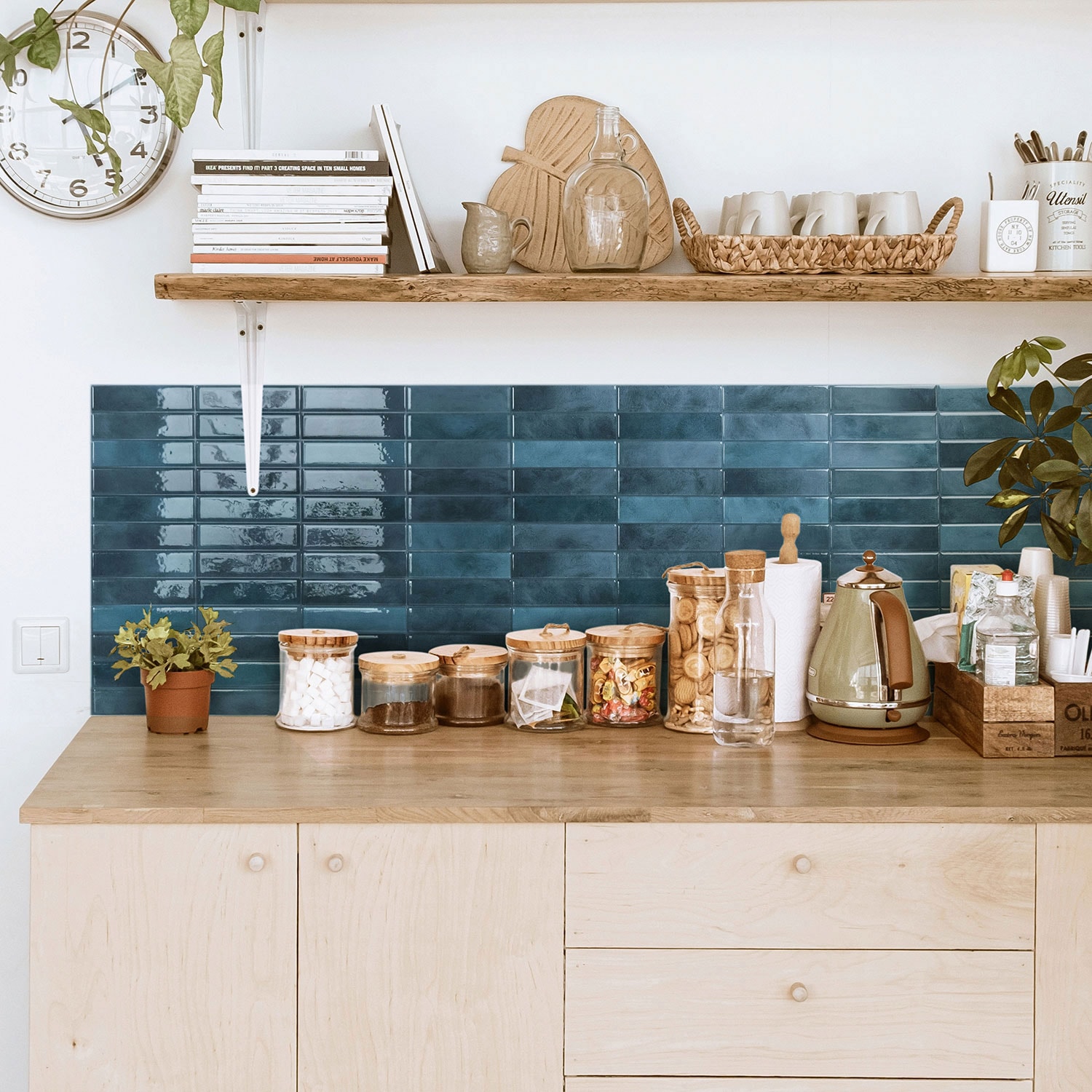 Morocco Agadir Glossy Blue Peel and Stick Wall Tile