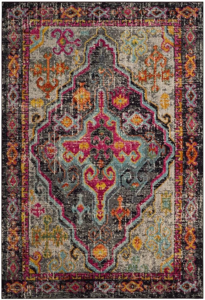 Safavieh MNC247R-5 Monaco Molle 5 x 8 (ft) Loomed Polypropylene Gray/Fuchsia Rectangular Indoor Abstract Vintage Area rug