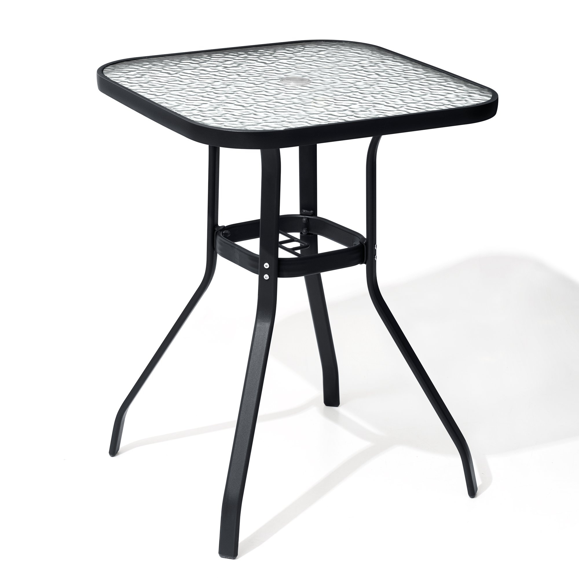 Crestlive Products CL-TB005BLK 1 pc patio bar table Square Bar height Table 27-in W x 27-in L with Umbrella Hole