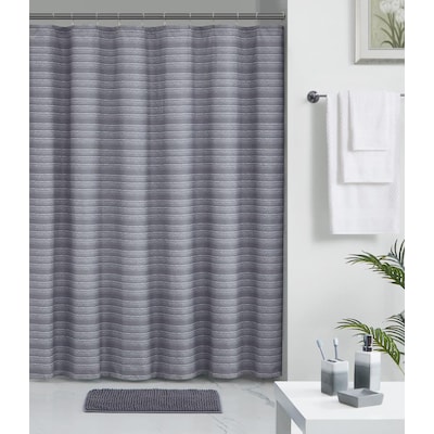 Allen Roth 70 In Polyester, Gray Shower Curtain