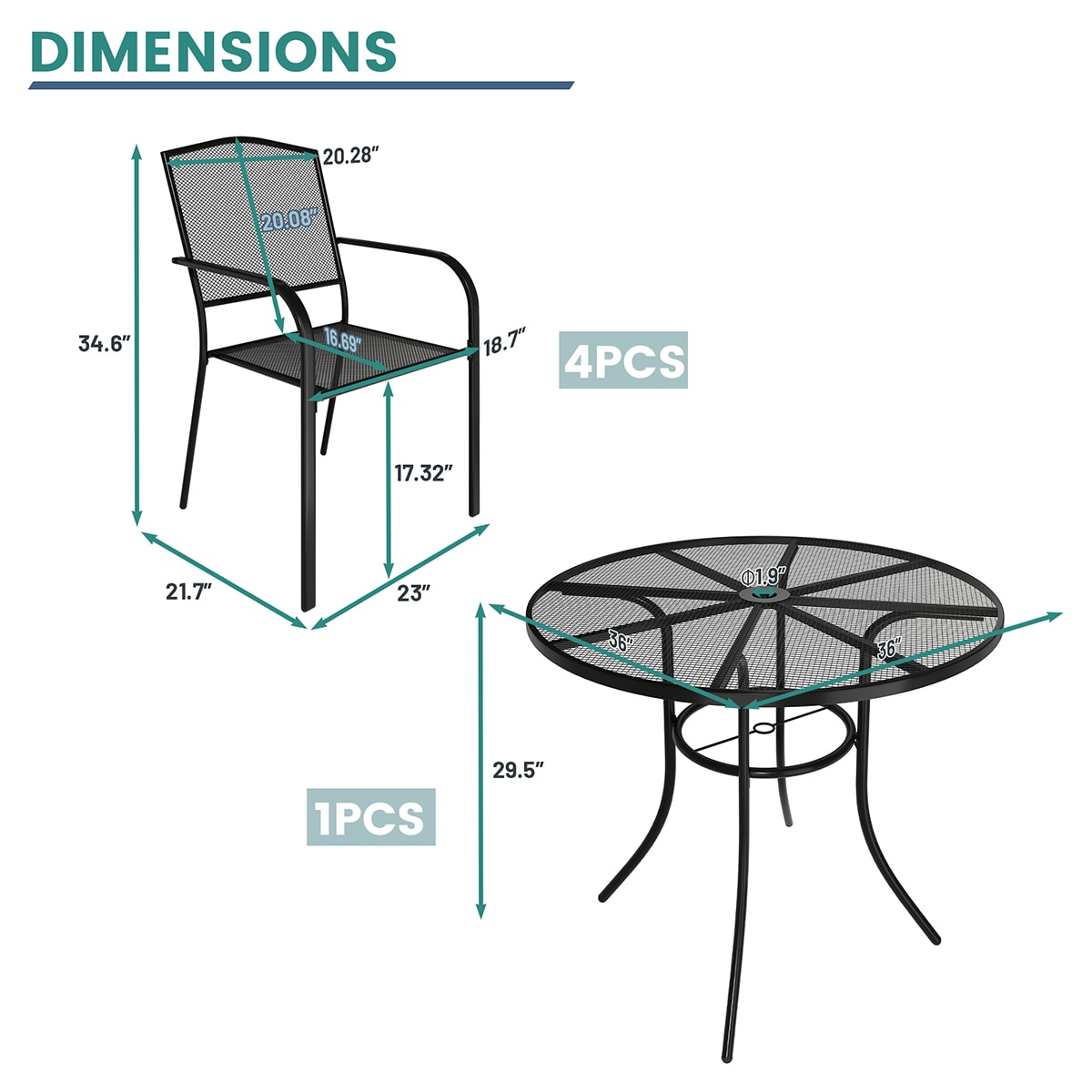 Mondawe MO-07SL4C1TROBL Patio-Dining-Sets - View #5