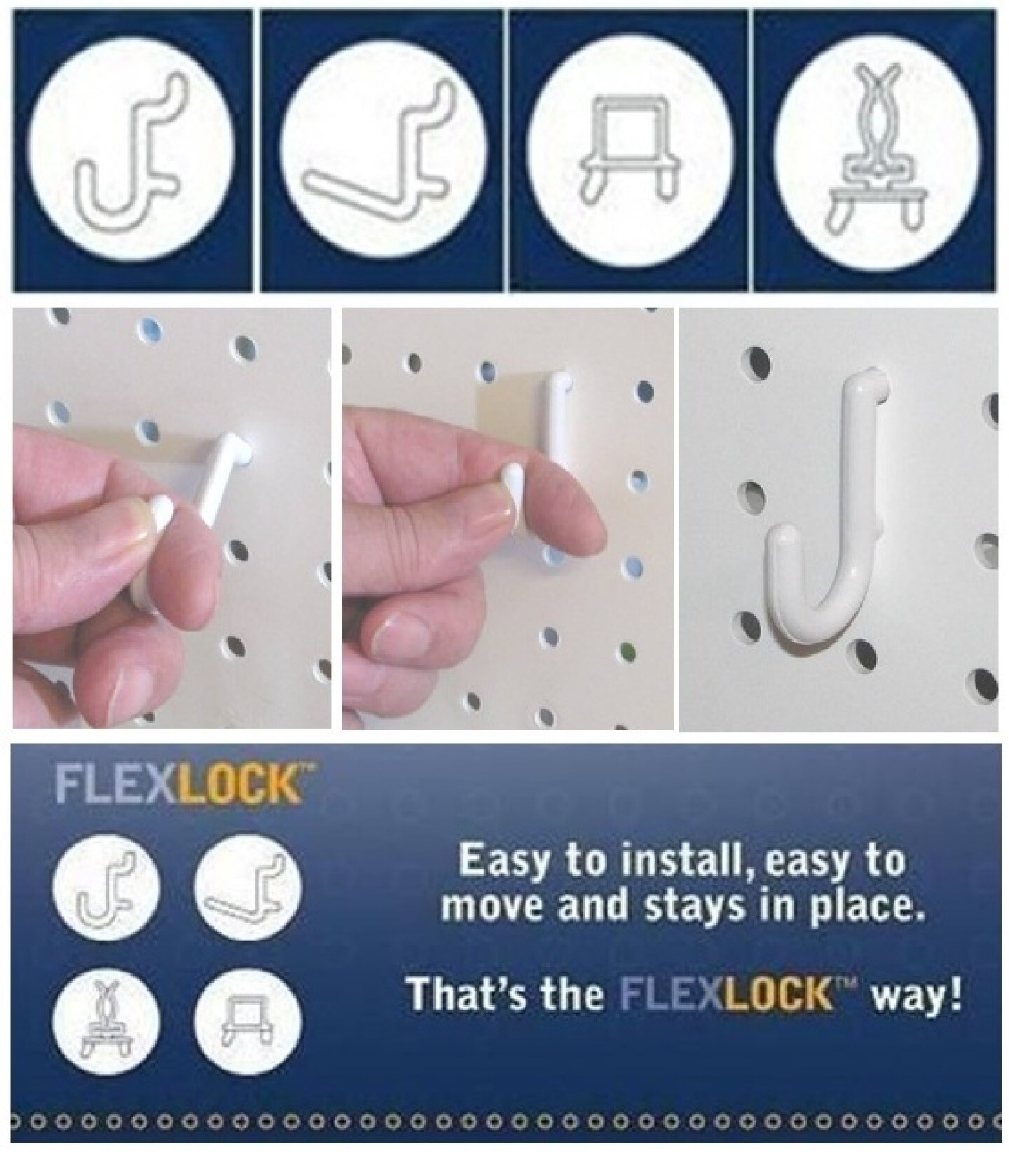 J Style Flex Lock Pegboard Hooks