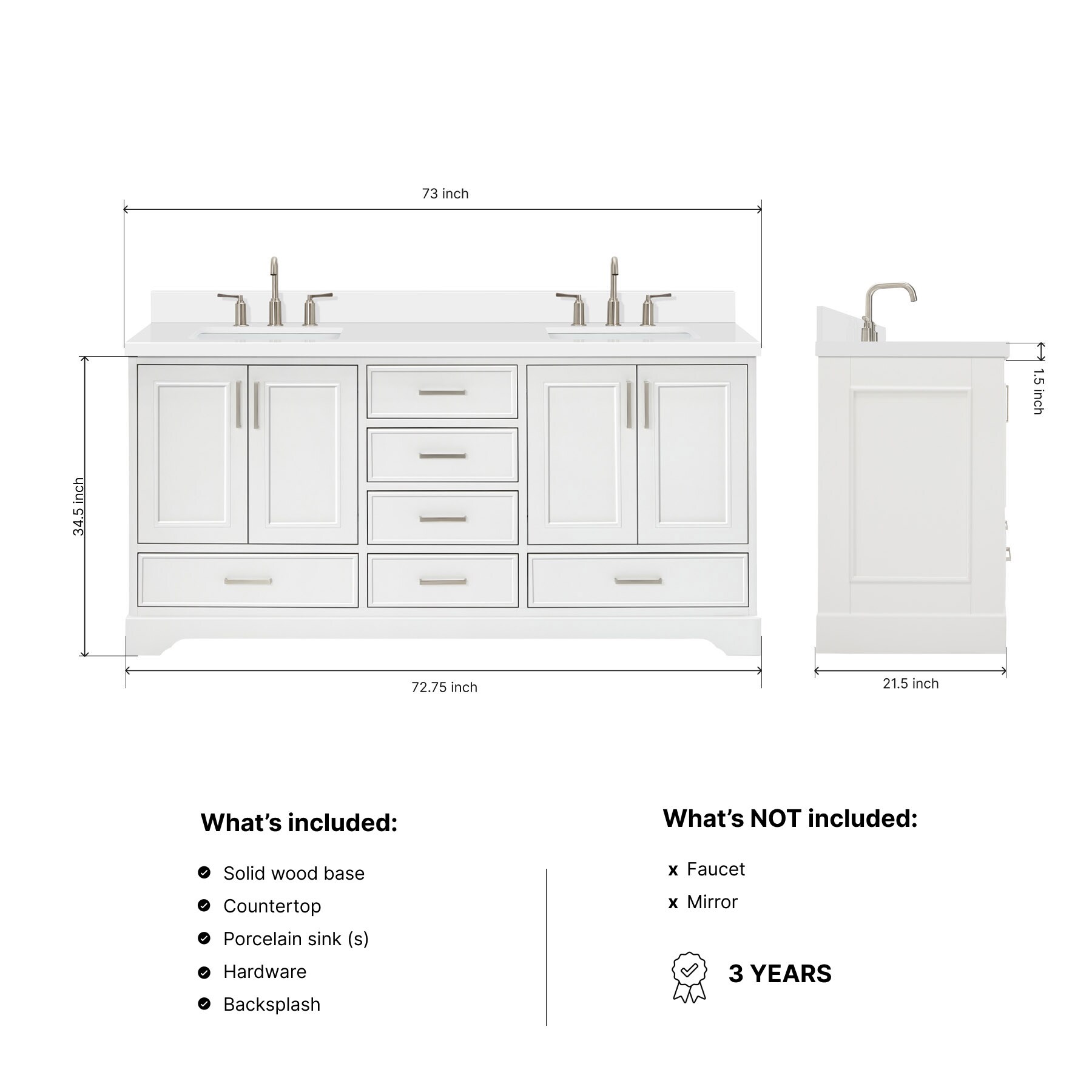ARIEL M073DWQRVOWHT Bath-Vanity-Combo - View #4
