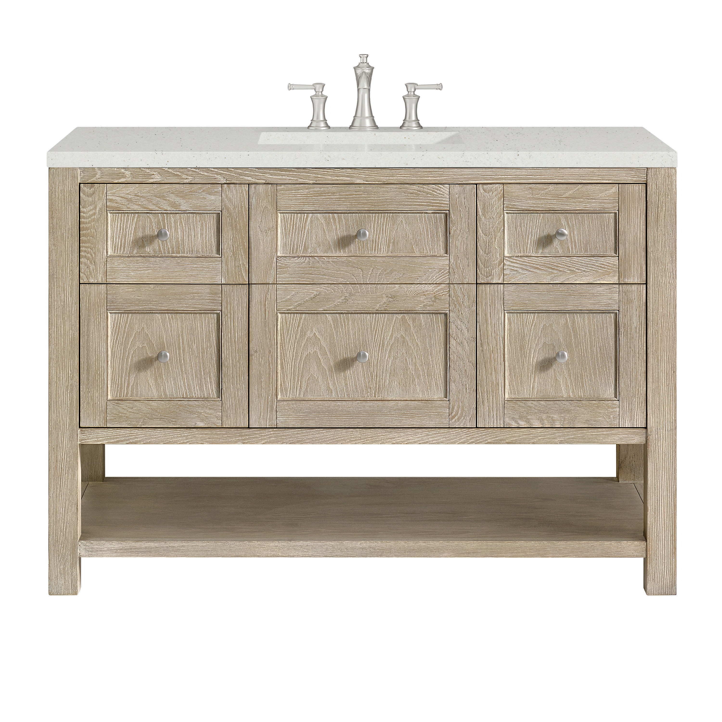 James Martin Vanities 330-V48-WWO-3LDL Breckenridge 48-in Whitewashed Oak Undermount Single Sink Bathroom Vanity with Lime Delight Quartz Top