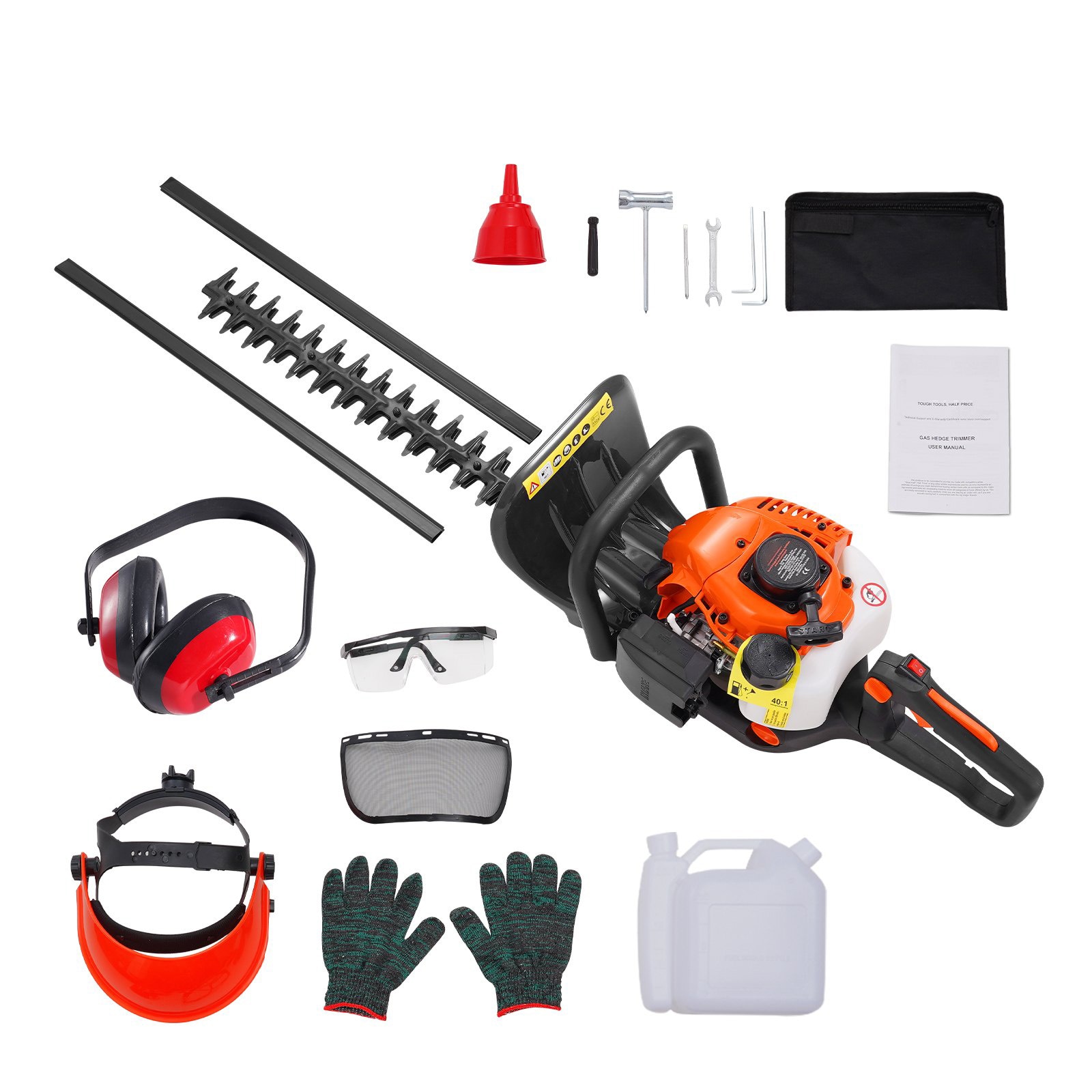 Mecale - 26CC 2-Cycle Gas Handheld Hedge Trimmer 23.2-in Dual-Action Blade 180-Degree Adjustable ...