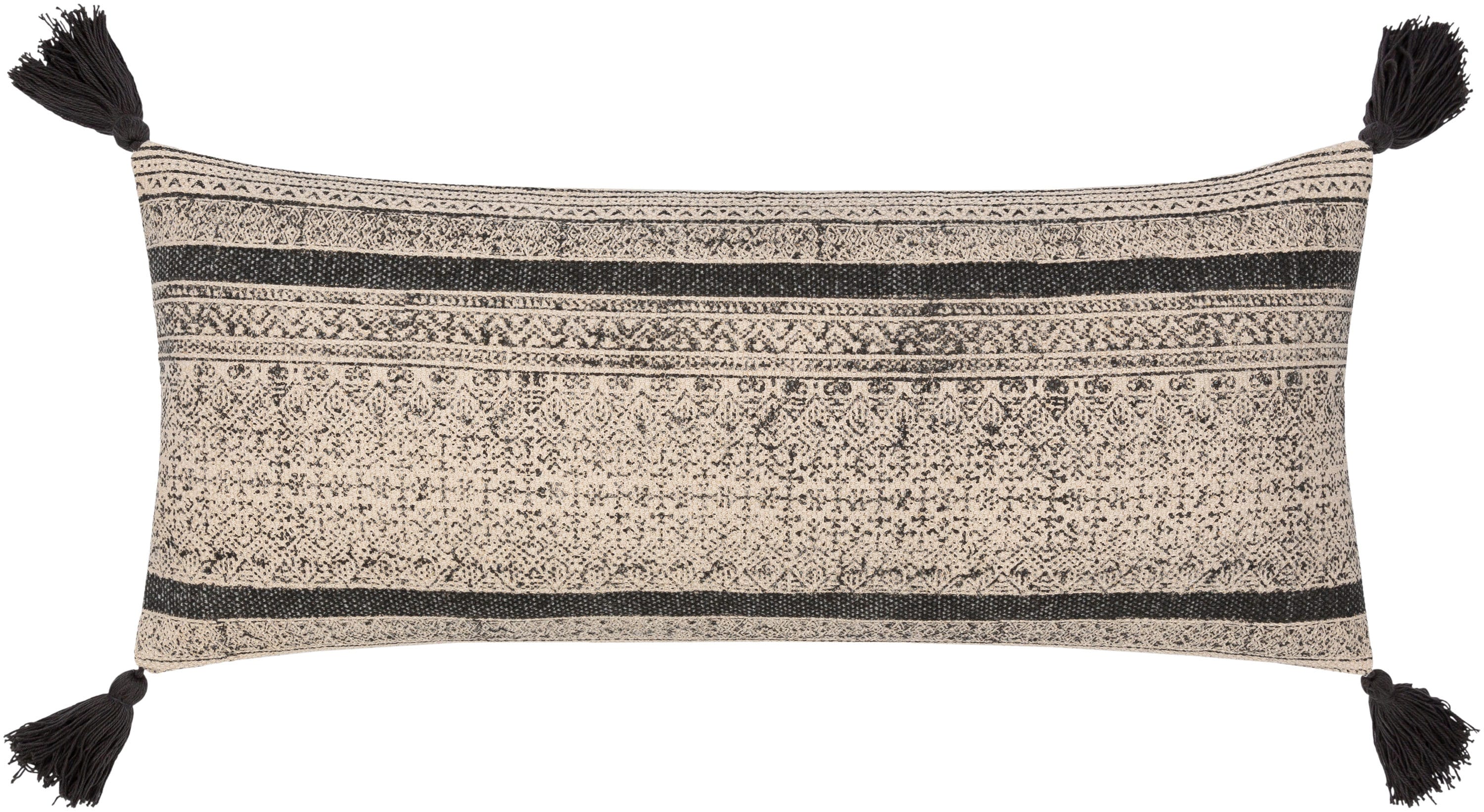 Livabliss JNY004-1432D Janya 14-in x 32-in Beige/Black Oblong Indoor Decorative Pillow