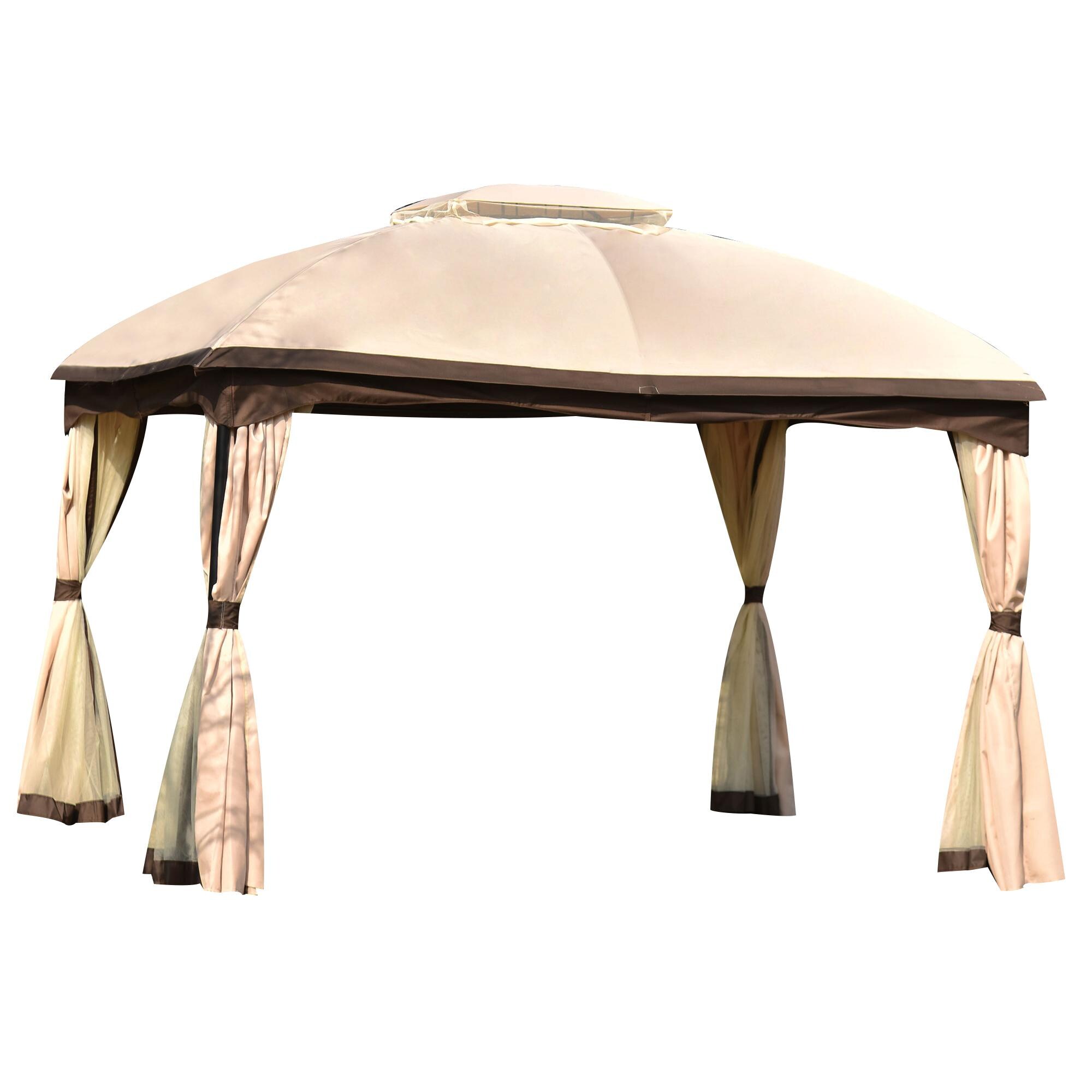 Bayfeve BFUS-MX270AD 11.8-ft x 9.8-ft Outdoor Gazebo khaki (Screen Included)