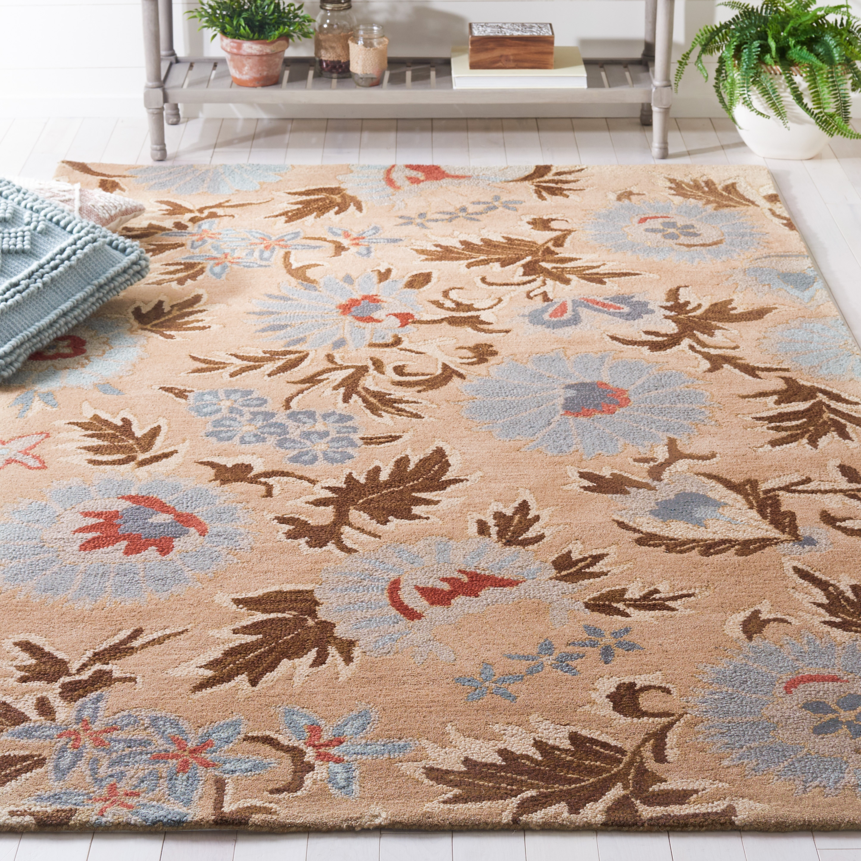  Blm912 Beige/Multi Country Floral 4ft x 6ft Small Rectangle Rug