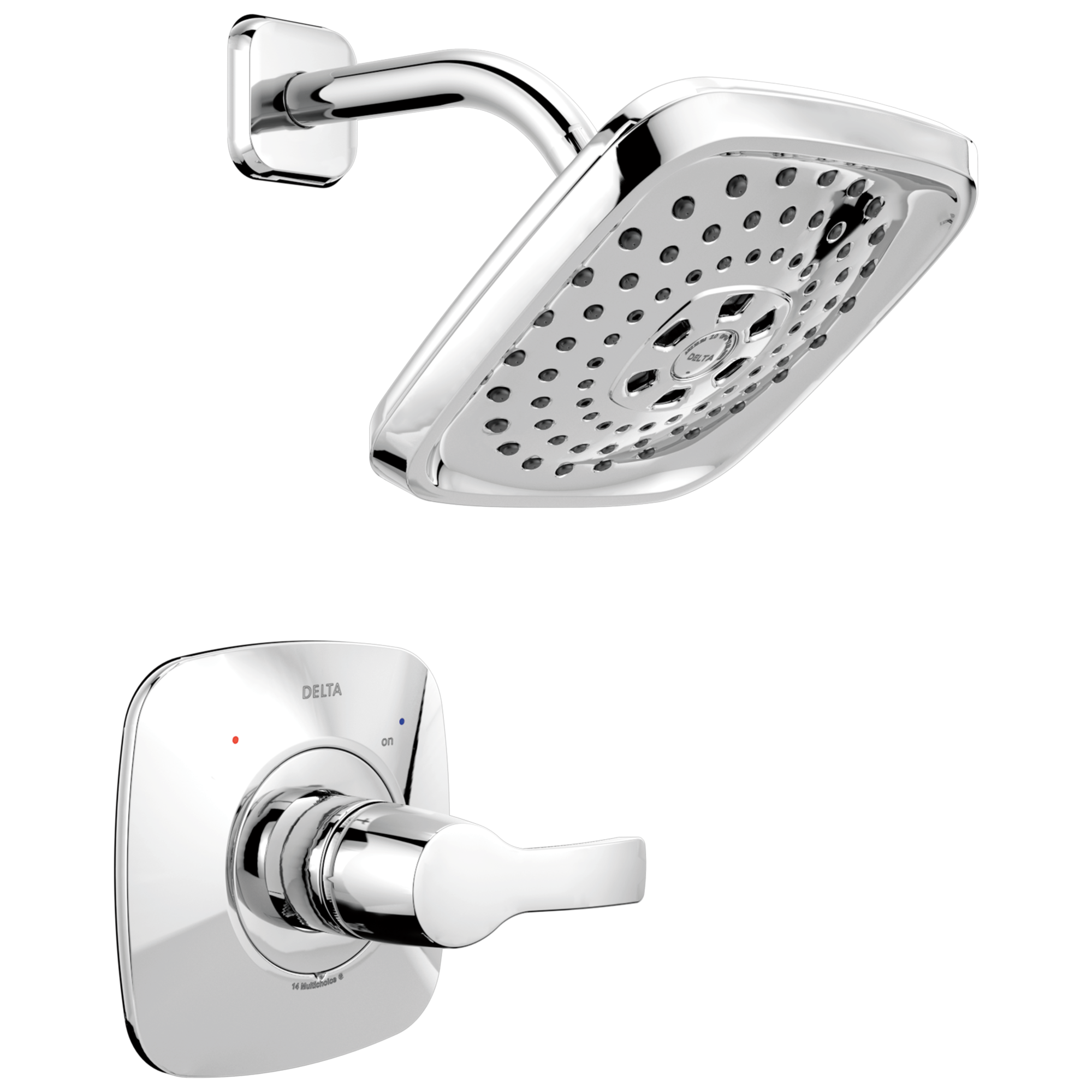 Delta T14252 Tesla Chrome 1-handle Multi-function Square Shower Faucet Valve Included