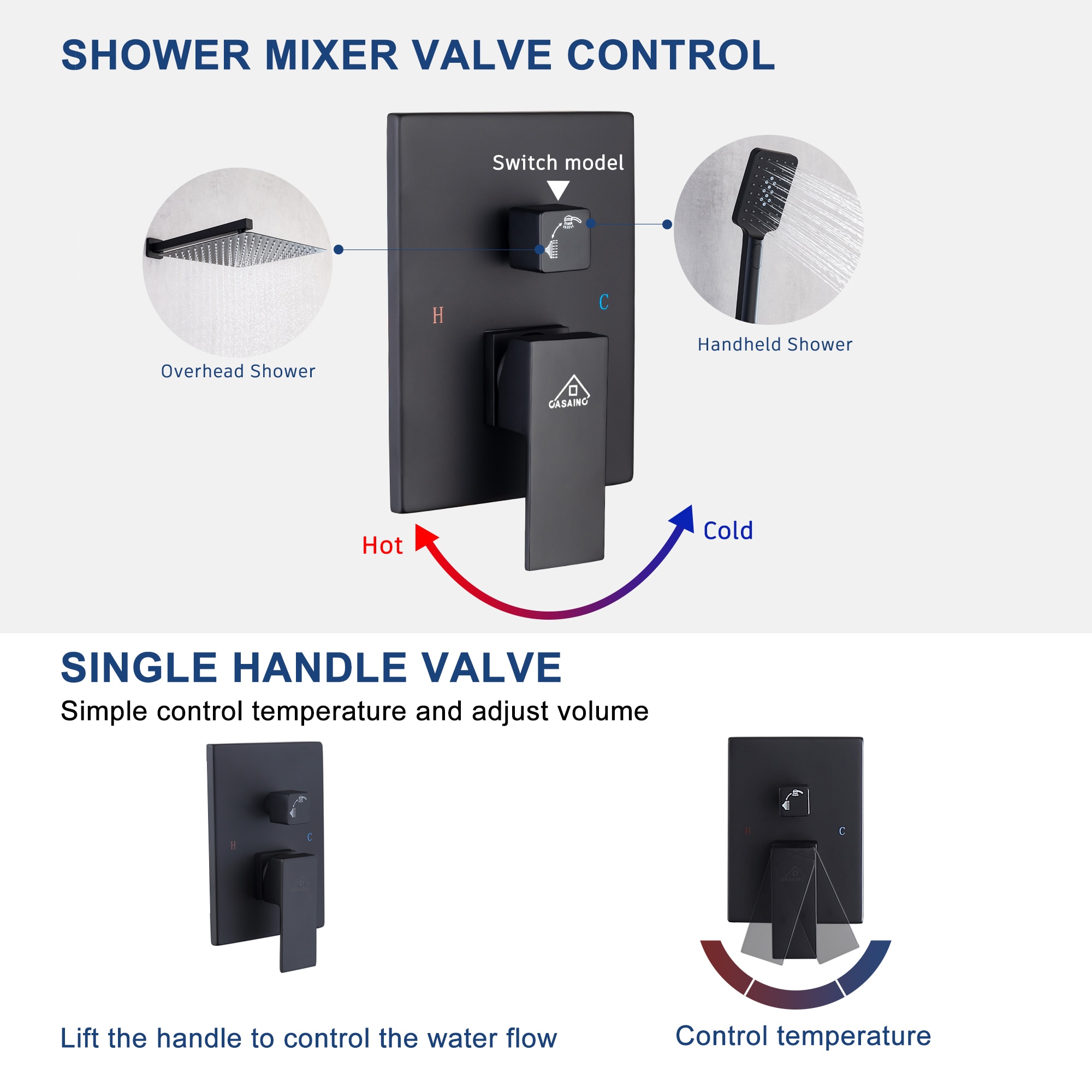 CASAINC OY-98B1202-BG Showerhead-Bar-Panels - View #7