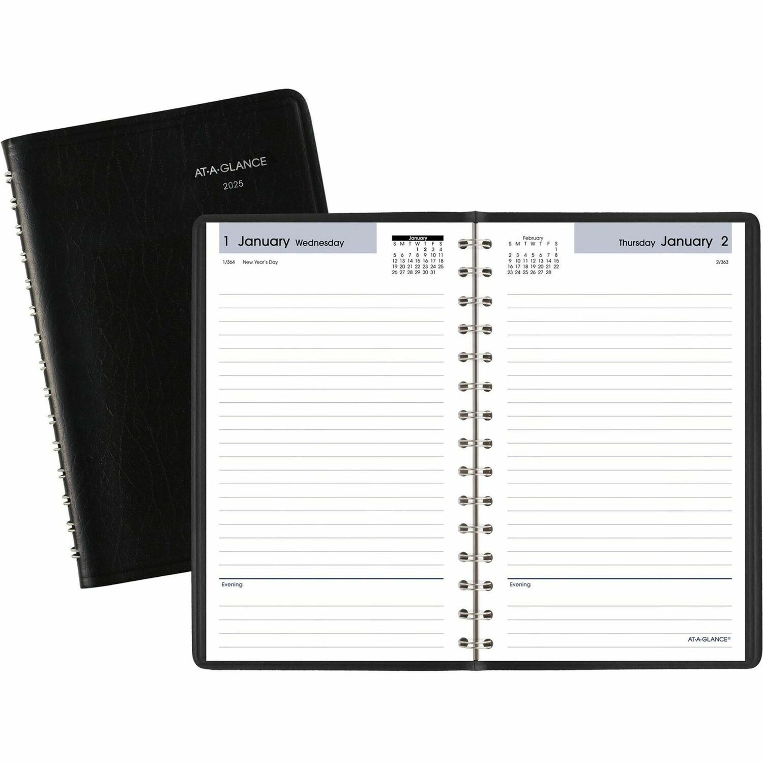 AT-A-GLANCE SPRAAGSK4600 DayMinder Daily Appointment Book  8 x 5  Black Cover  12 Month Jan to Dec 2026