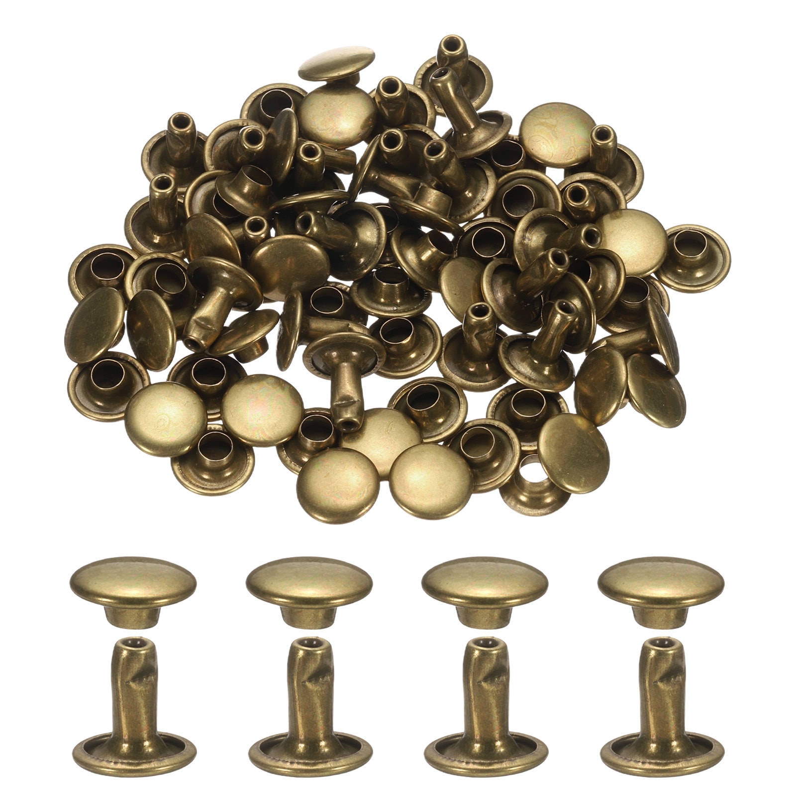 Unique Bargains 120Set Leather Rivets 8mm Double Cap Rivet Tubular ...