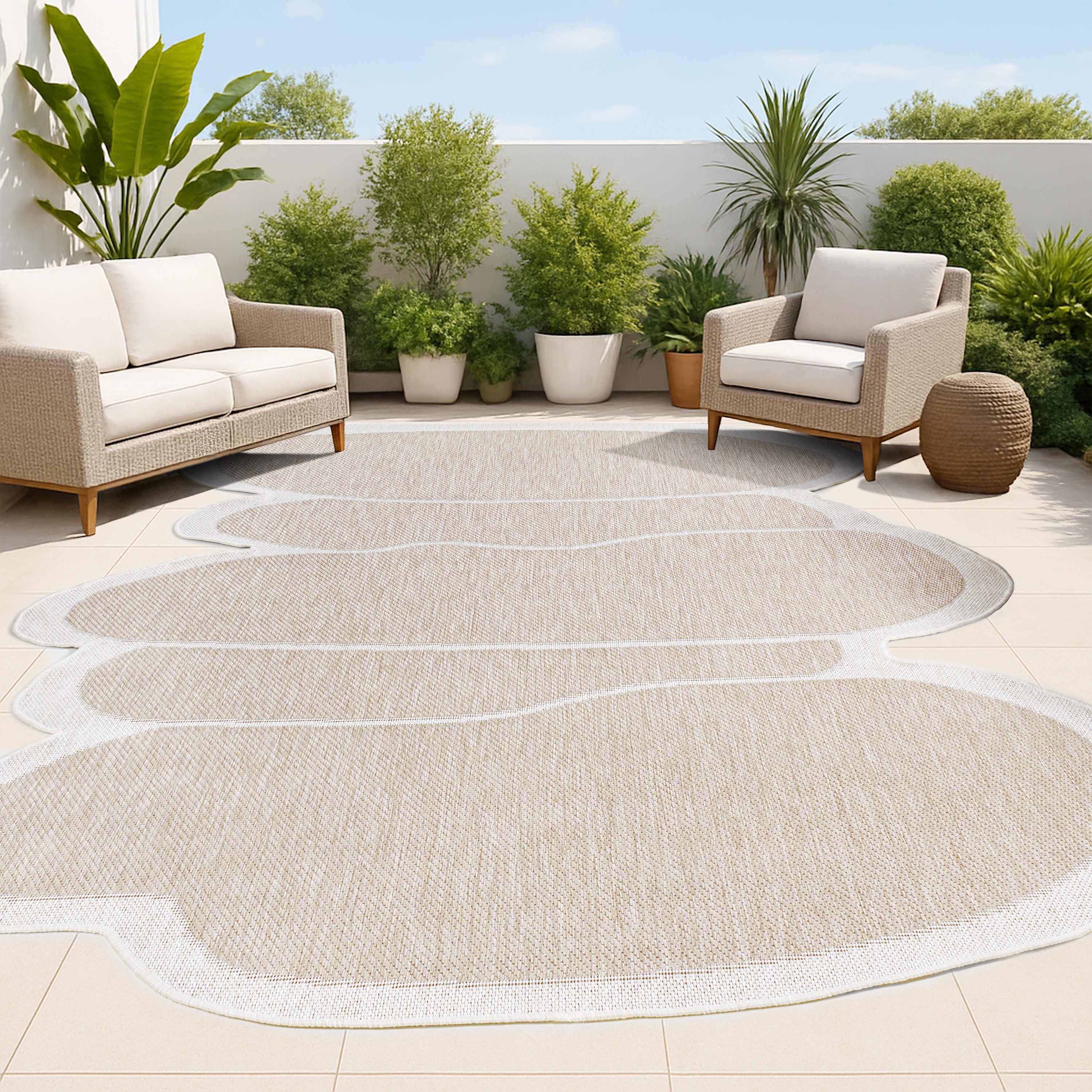 JONATHAN  Y SHP101B-4 SHAPES Jasper Rustic 4 x 6 (ft) Loomed Beige/Cream Rectangular Indoor/Outdoor Abstract Coastal Pet Friendly Area rug