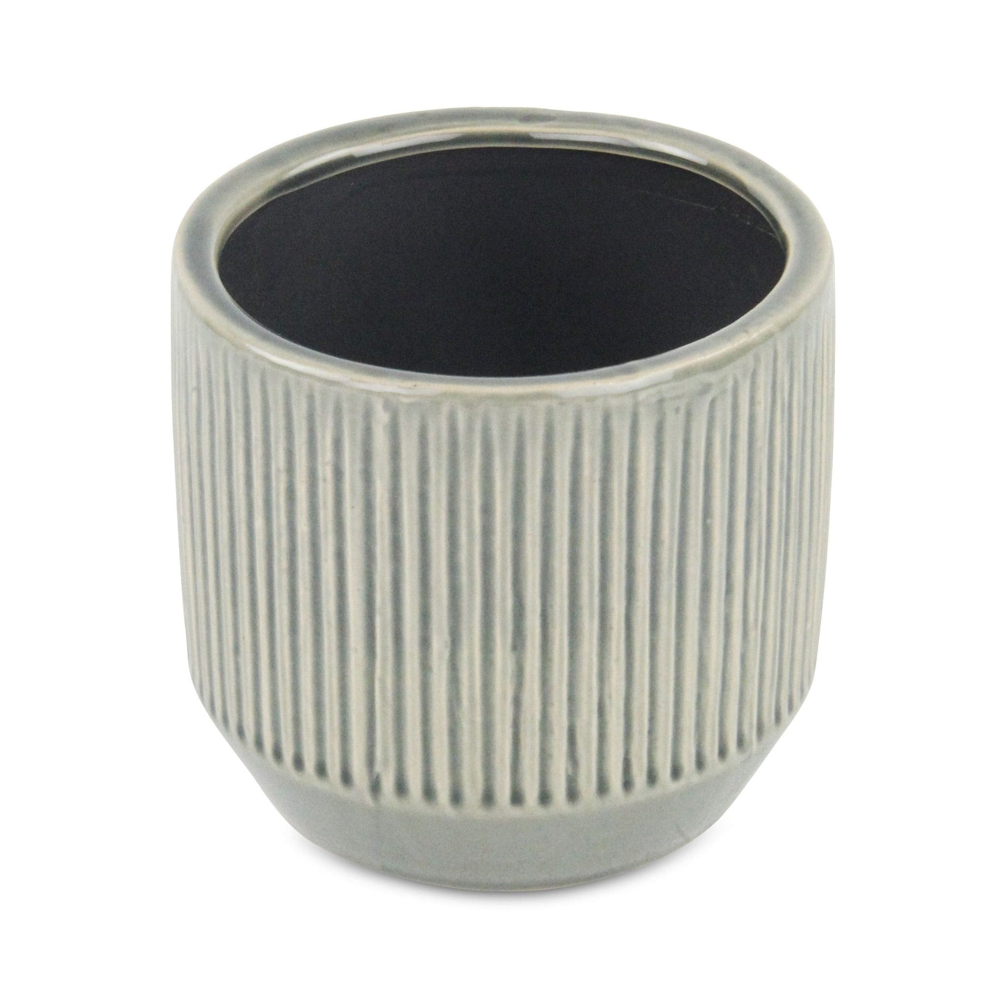 Slickblue - Round Decorative Pot 5.5 x 5.5 x 5.25 Gray Ceramic with Reactive Glaze for Indoor and...