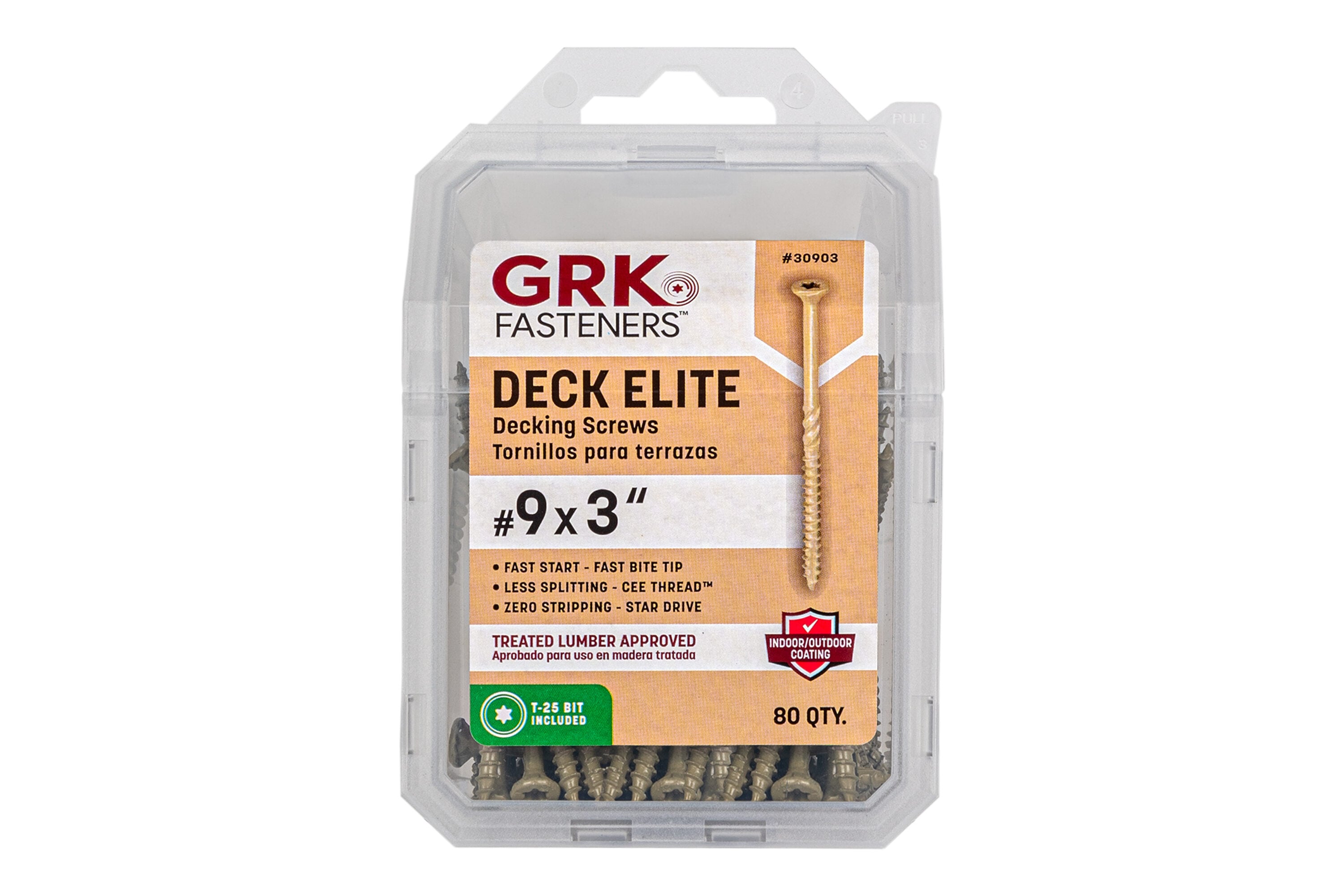 GRK 30903 #9 x 3-in Wood to wood Deck Screws ( 80 -Per Box )