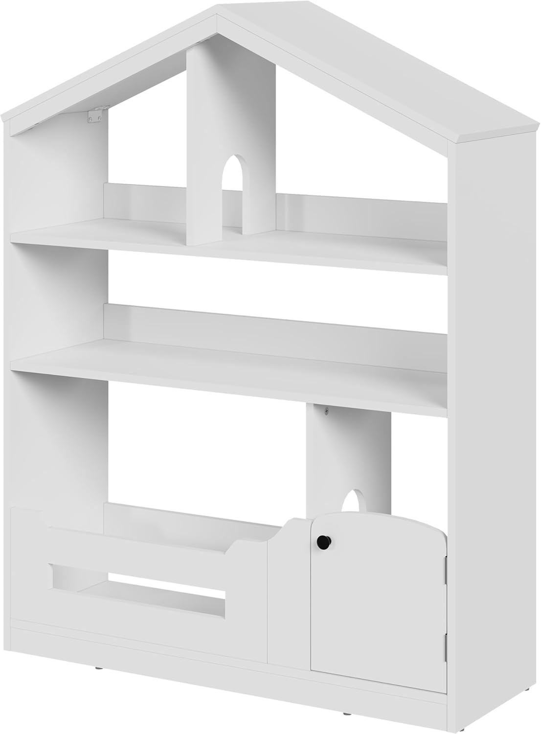 Qeetex DHZ-PHO-34ETBYAA 3 Tier Kids Bookshelf Toy Storage Organizer with Motion Sensor Light Wooden Book Rack for Childrens Room Classroom Playroom 36.61 x 12.6 x 47.24 Inch