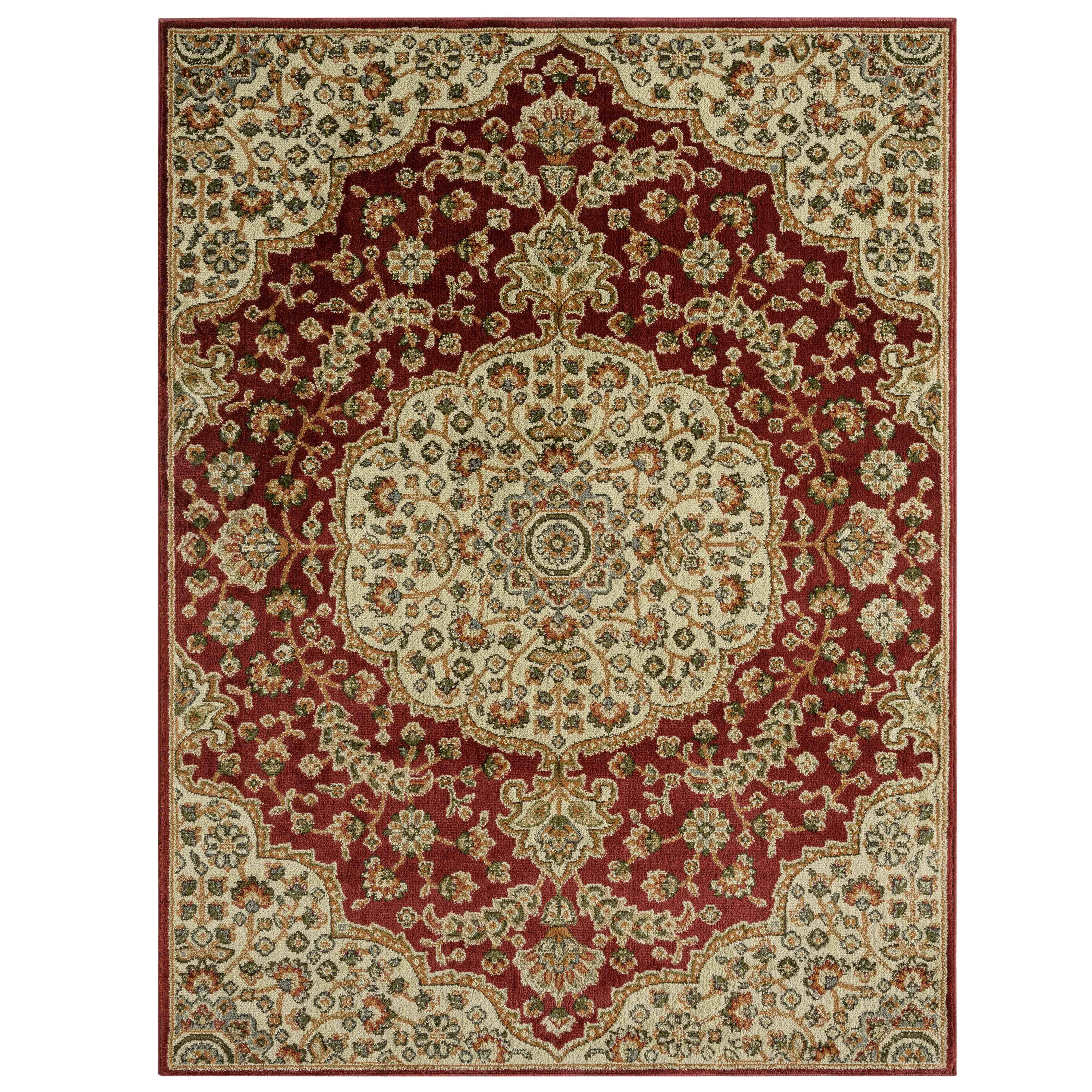 Home Dynamix 2-11242-215 Royalty Medallion 5 x 7 (ft) Loomed Red/Ivory Rectangular Indoor Area rug
