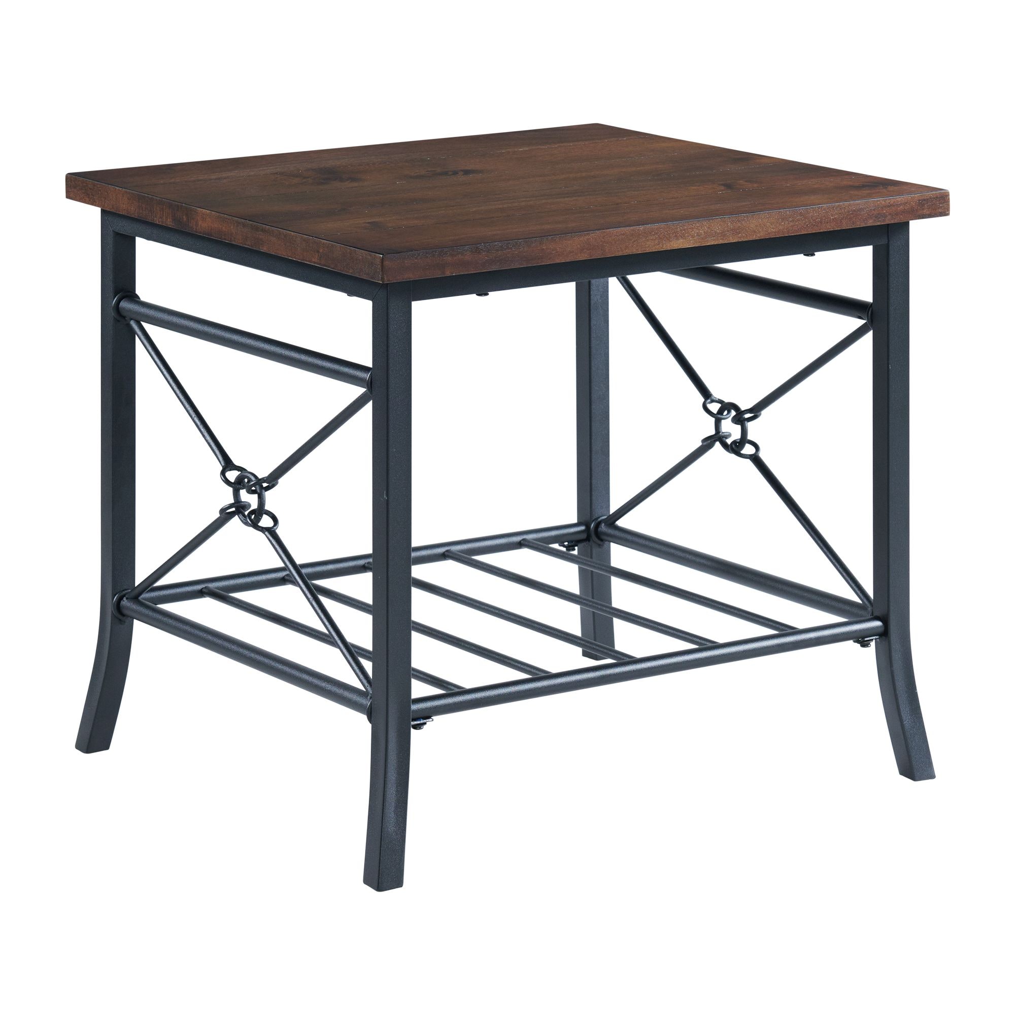 Percy Industrial Black and Brown 3-Piece Rectangular Occasional Table Set