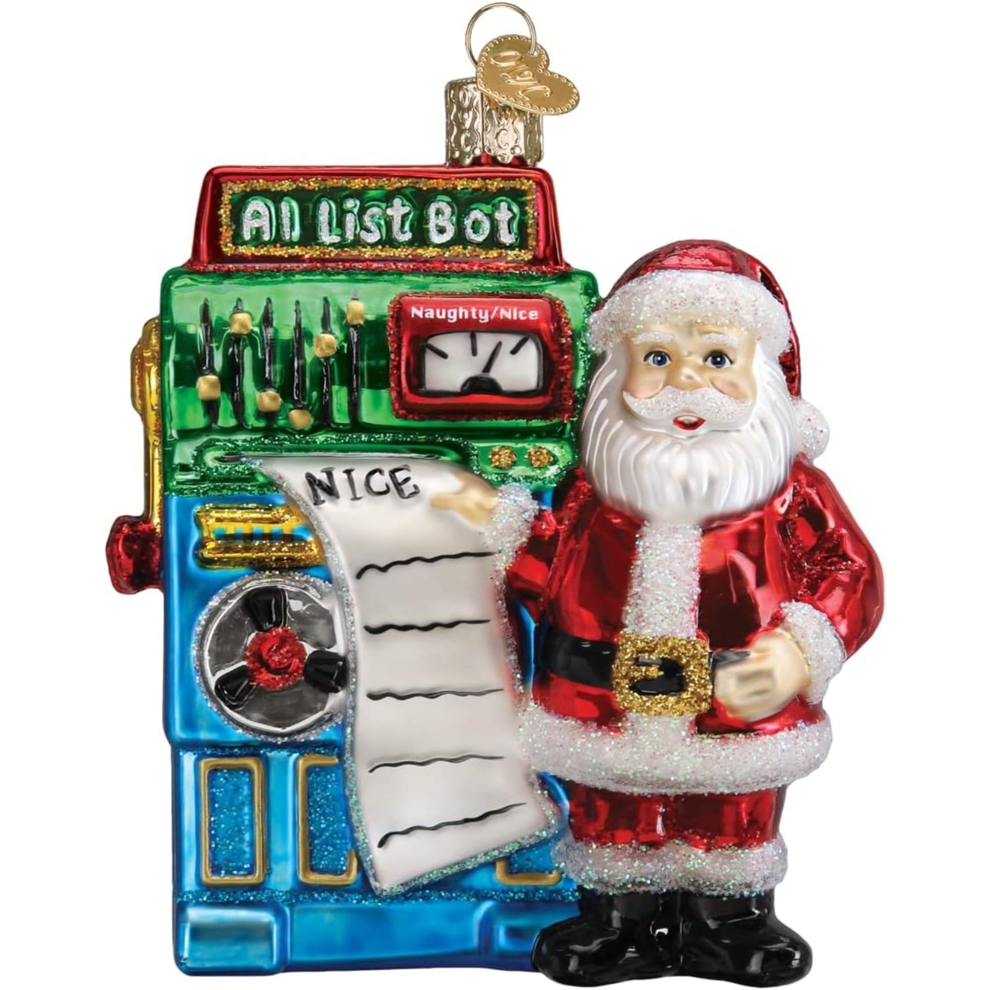 Old World Christmas Blown Glass Ornament for Christmas Tree - Santa's AI List Bot