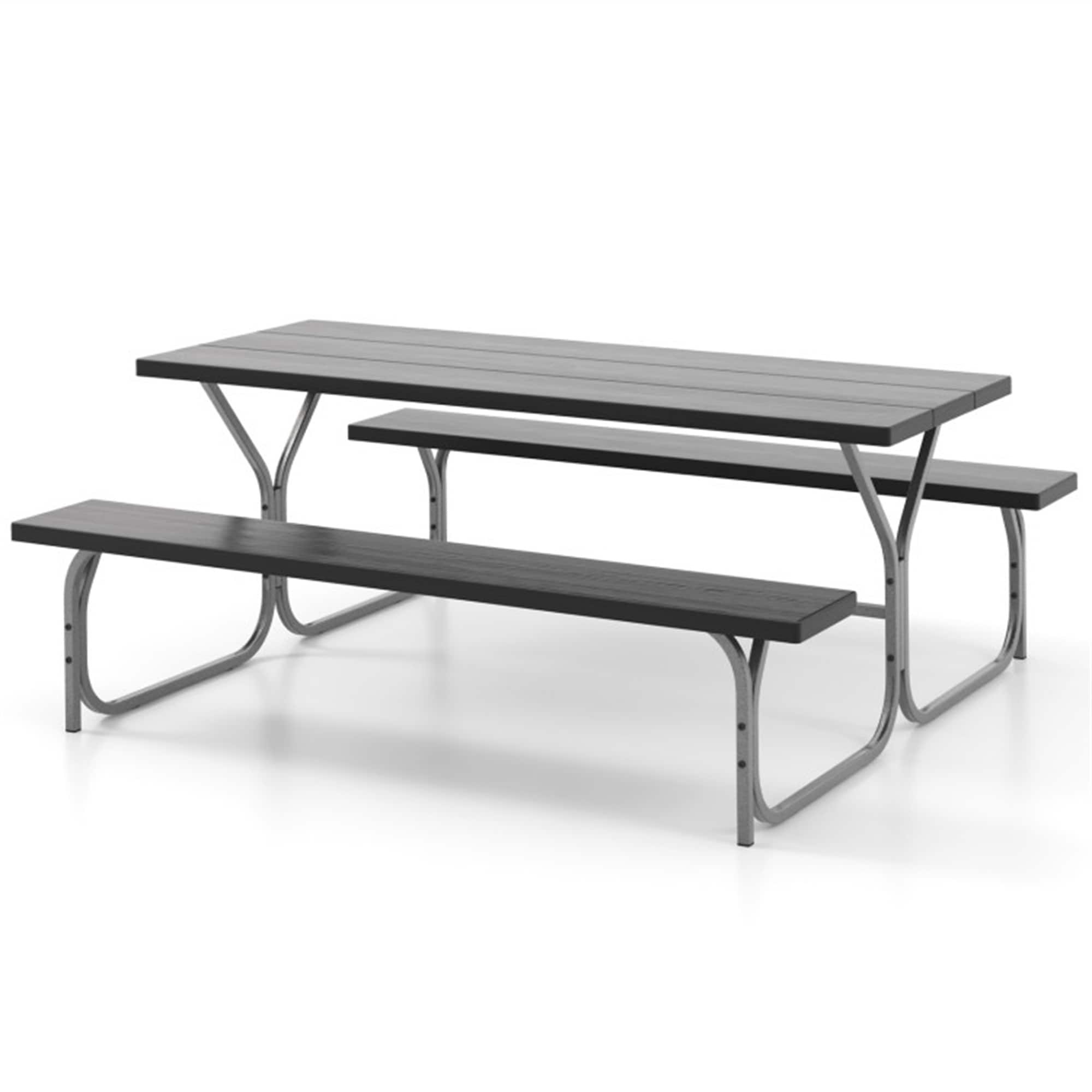 BABOOM 72-in Black Resin Rectangle Picnic Table #BOM-60390-OR