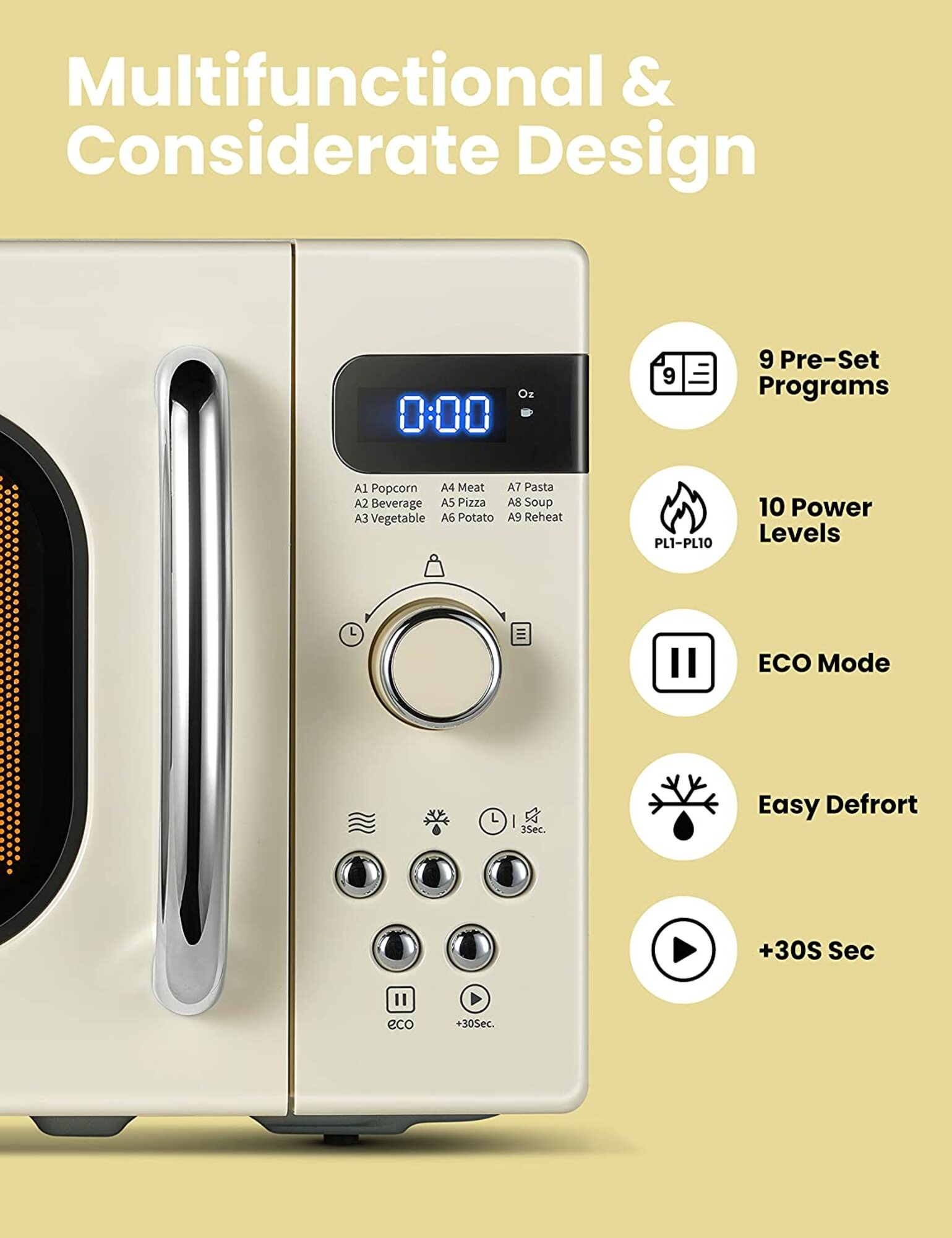 COMFEE' Retro Small Microwave Oven W Compact Size 9 Preset Menus,  Position-Memory Turntable Mute Function, Countertop Microwave Perfect For Small  Spaces 0.7 Cu Ft/700W Cream AM720C2RA-A Retro Apricot 