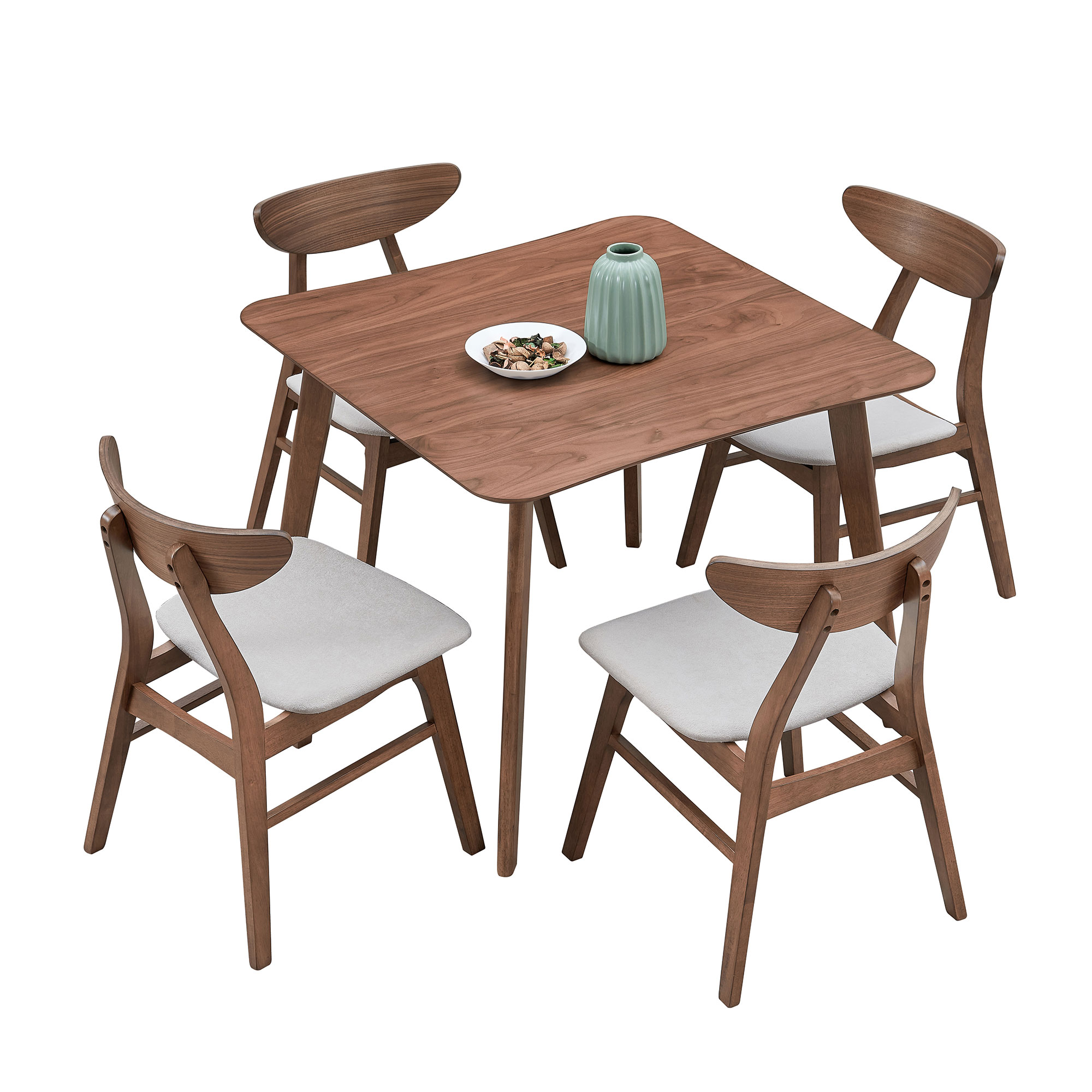 Siavonce XH00133 Walnut Contemporary/Modern Dining Room Set with Square Table ( Seats 4 )
