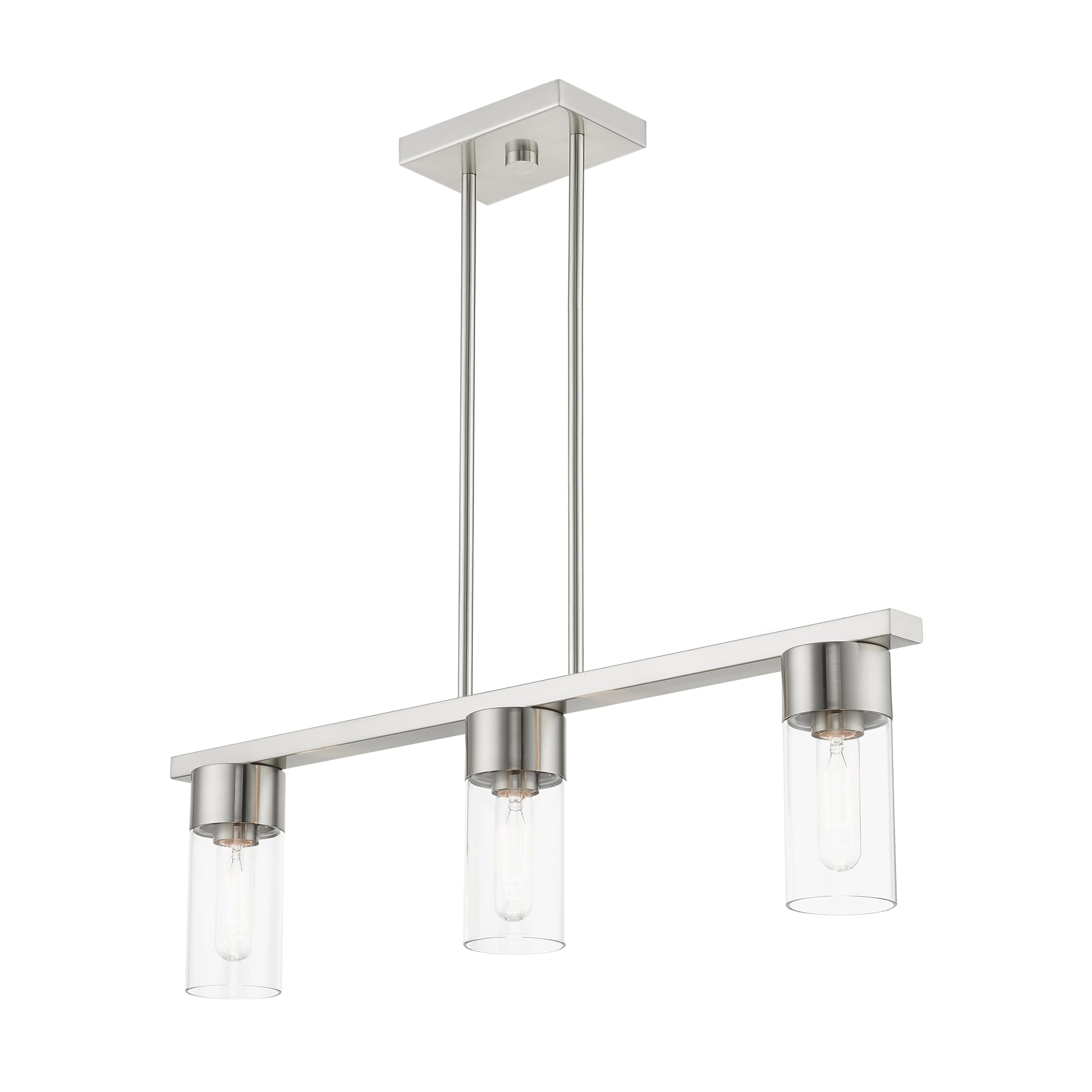 Brushed Nickel 3-Light Chandelier with Clear Glass Shades