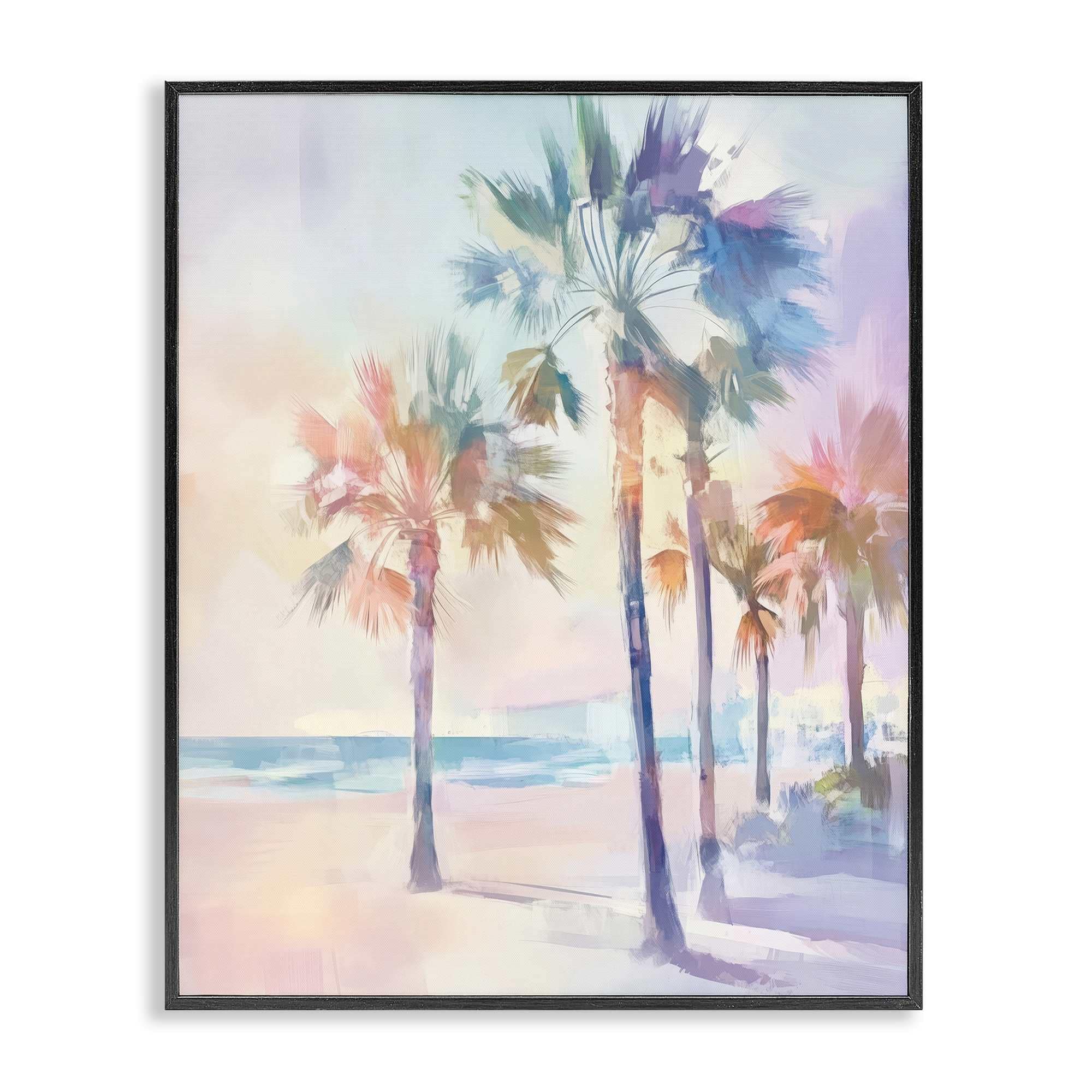 Stupell Industries BT-687-FR-16X20 Pastel Warm Palm Trees Black Framed Giclee Art By Arlington Prints 16 x 20