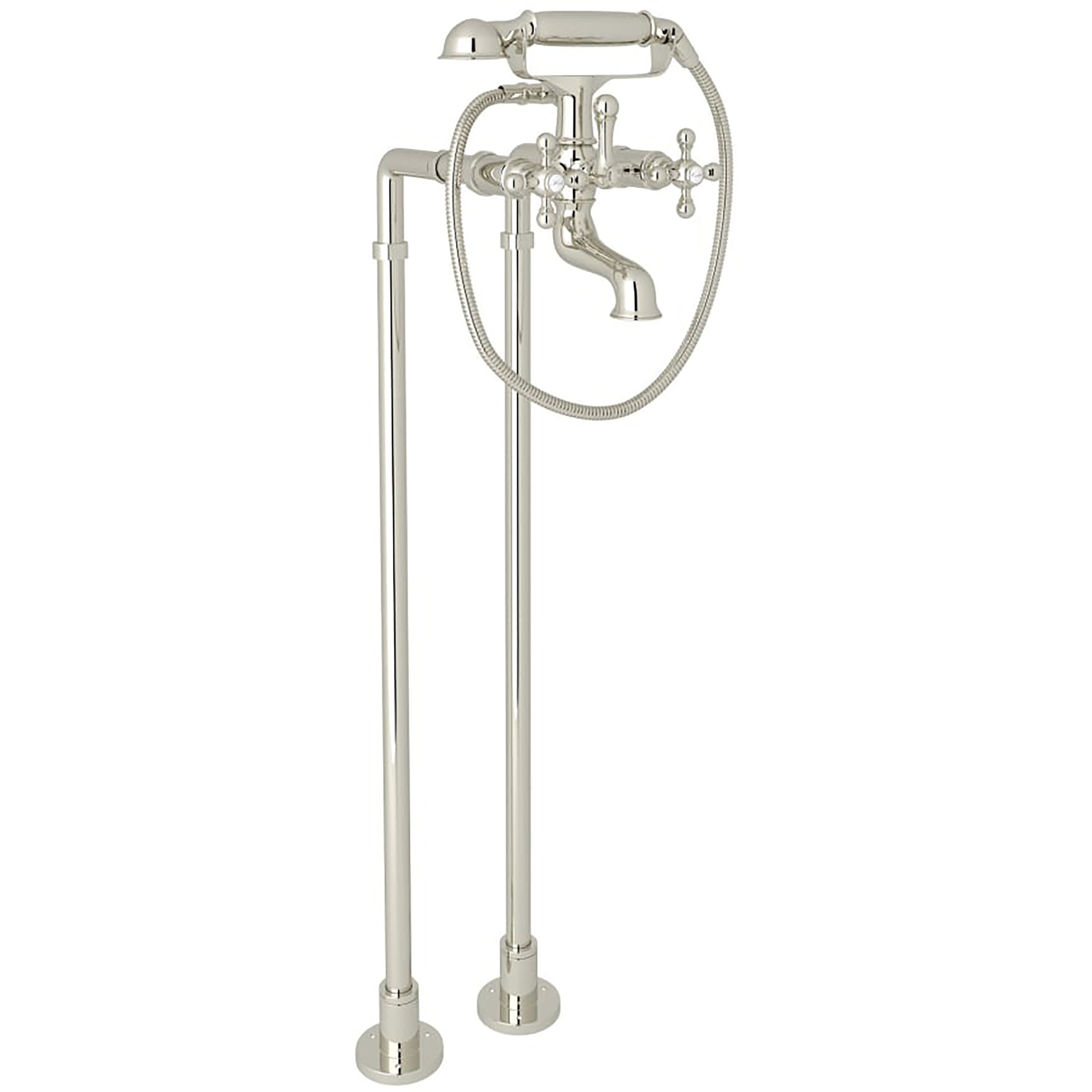 Rohl ACKIT7383NX-PN Polished Nickel 3-handle Freestanding Mid-arc Bathtub Faucet with Hand Shower ( Valve Included )