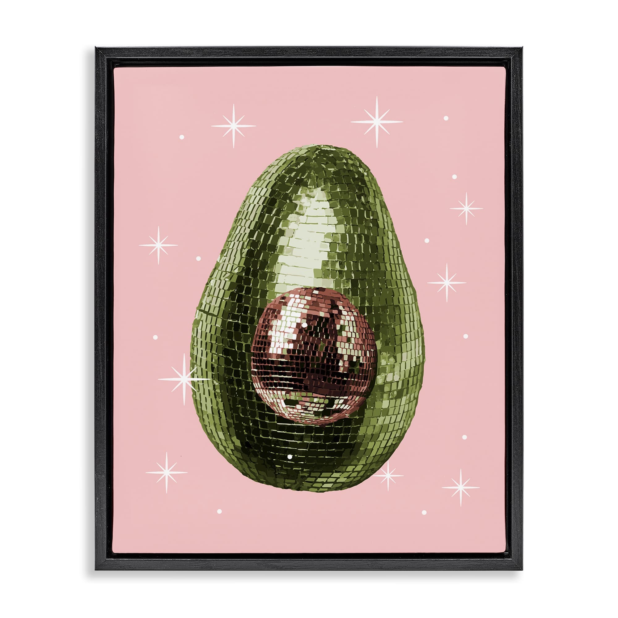 Stupell Industries BT-132-FFB-16X20 Luminous Disco Avocado Black Framed Floater Canvas Wall Art By Lil' Rue 17 x 21