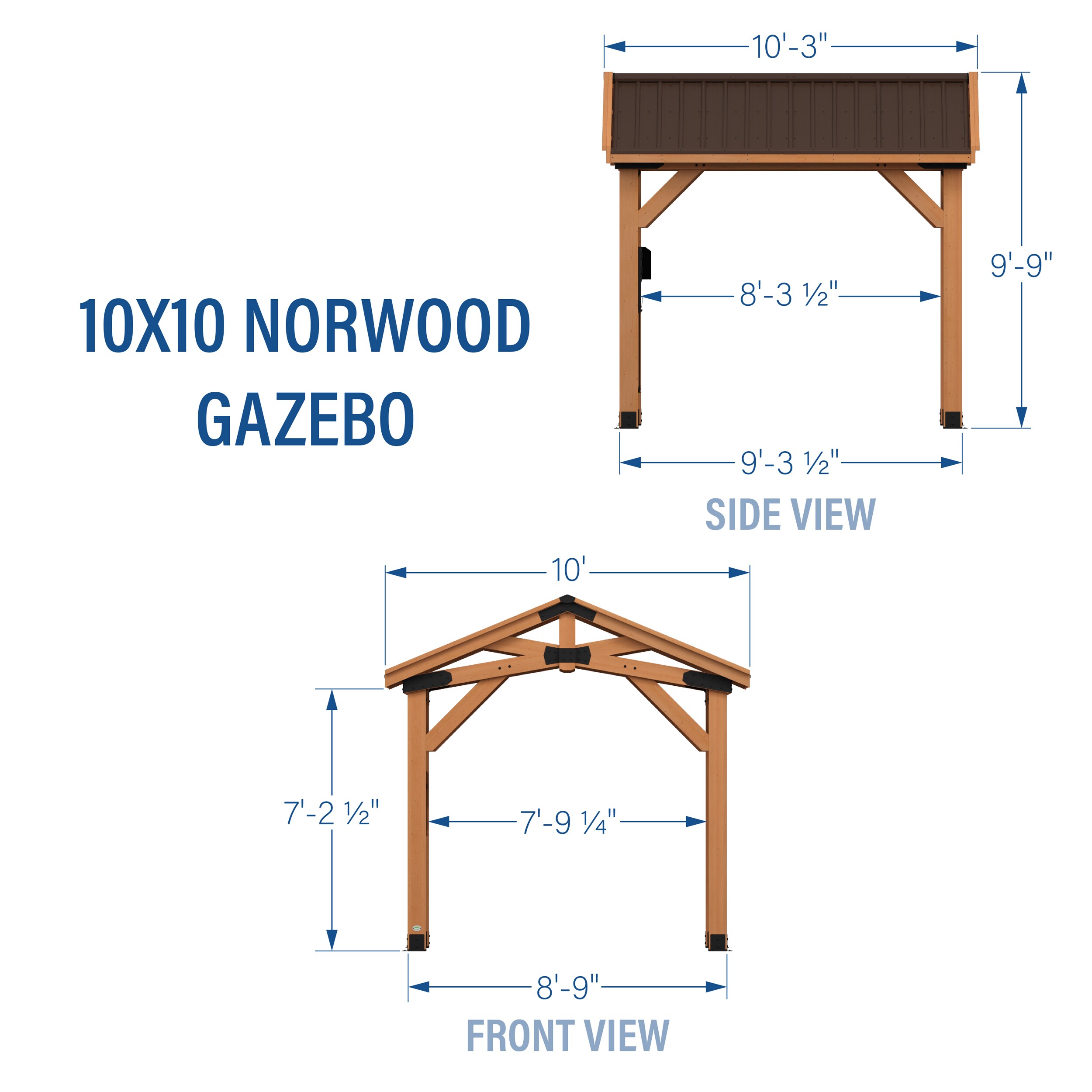 Norwood Cedar and Steel 10x10 Outdoor Gazebo