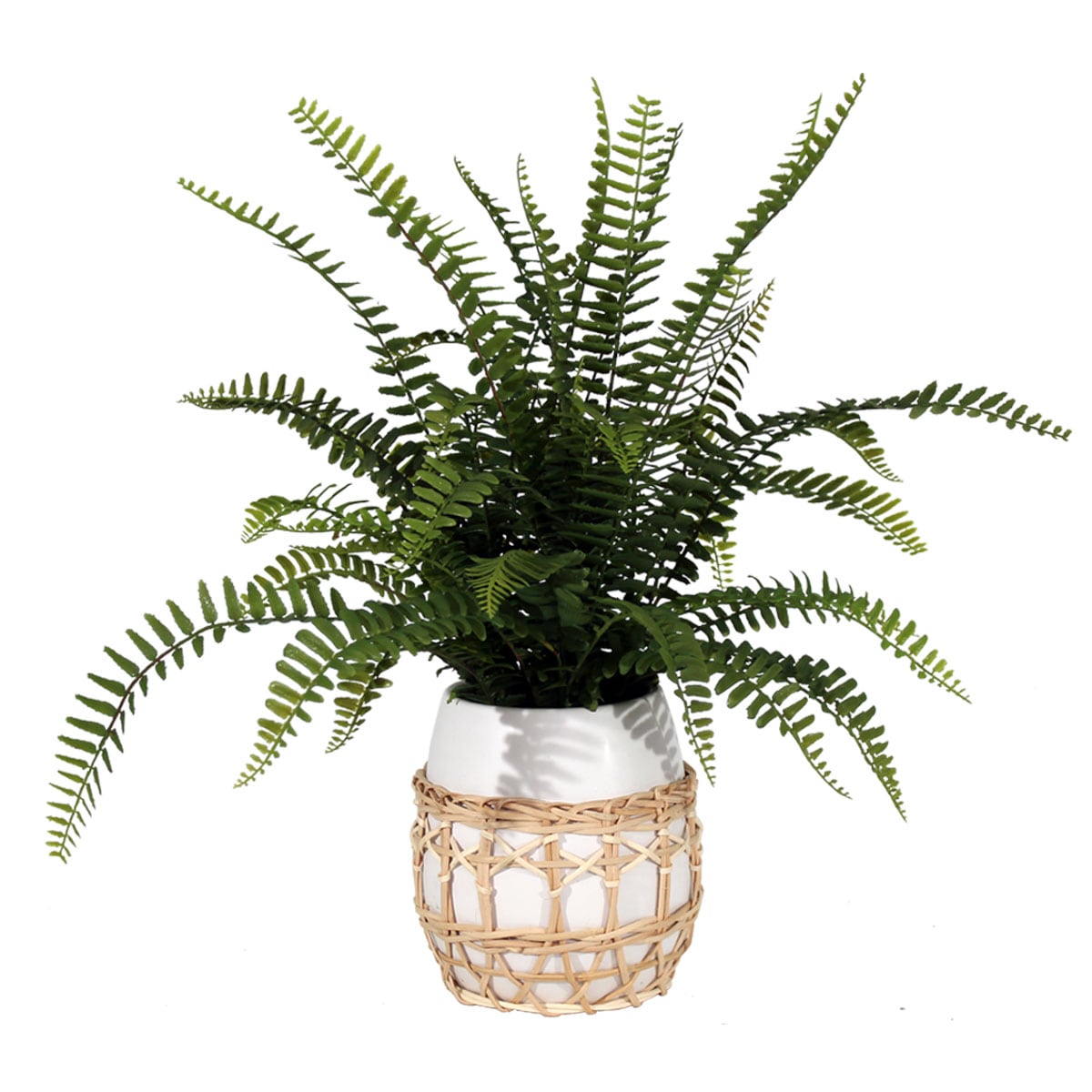 Galebeiren Artificial Ferns with Hanging Basket for Outdoors, 33in Large  Fake Boston Fern Faux Hanging Plant for Indoors Home Garden Porch Office