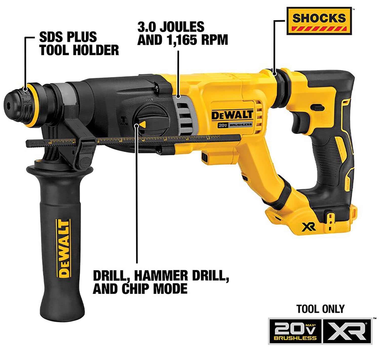 DEWALT XR 20 volt Max Variable Cordless Rotary Hammer Drill in the Rotary Hammer Drills department at Lowes