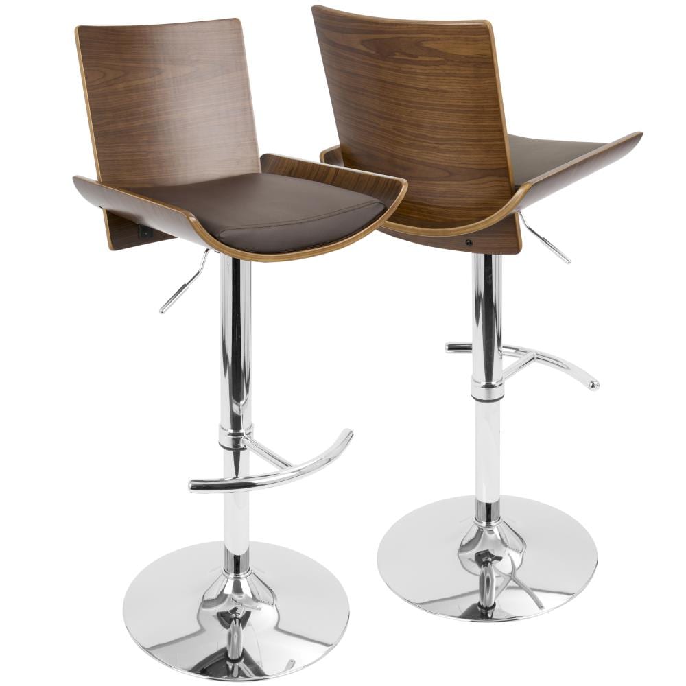 LumiSource BS-JY-VIT WL+BN Vittorio Walnut, Brown 43.25-in H Tall Upholstered Swivel Metal Bar Stool