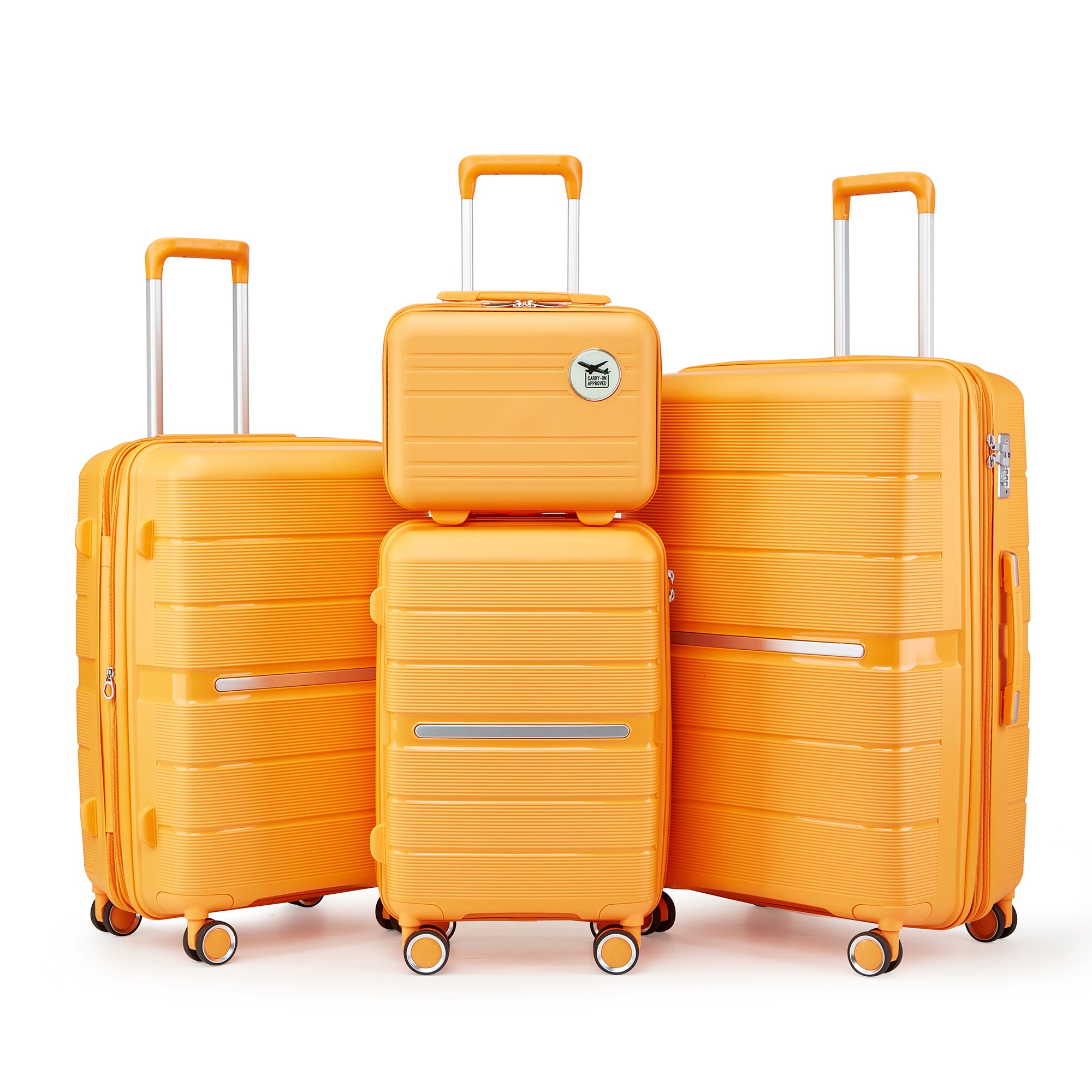 SINOFURN SYD9200004OR 18.5x12.6x29.5 Orange Plastic Hardshell Suitcase set 4 -Bag
