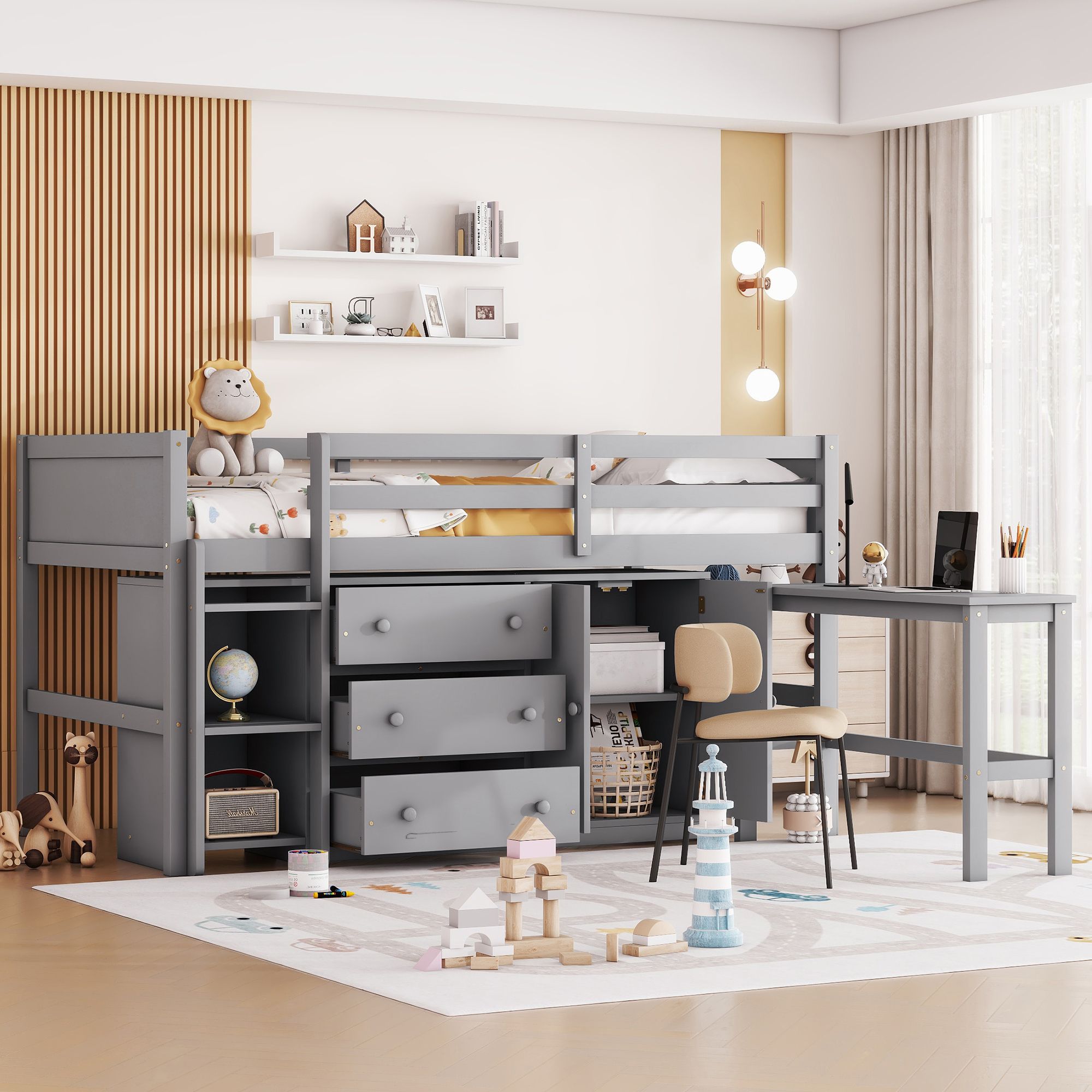 Yiekholo LL-1826AAE Espresso Twin loft Bunk Bed