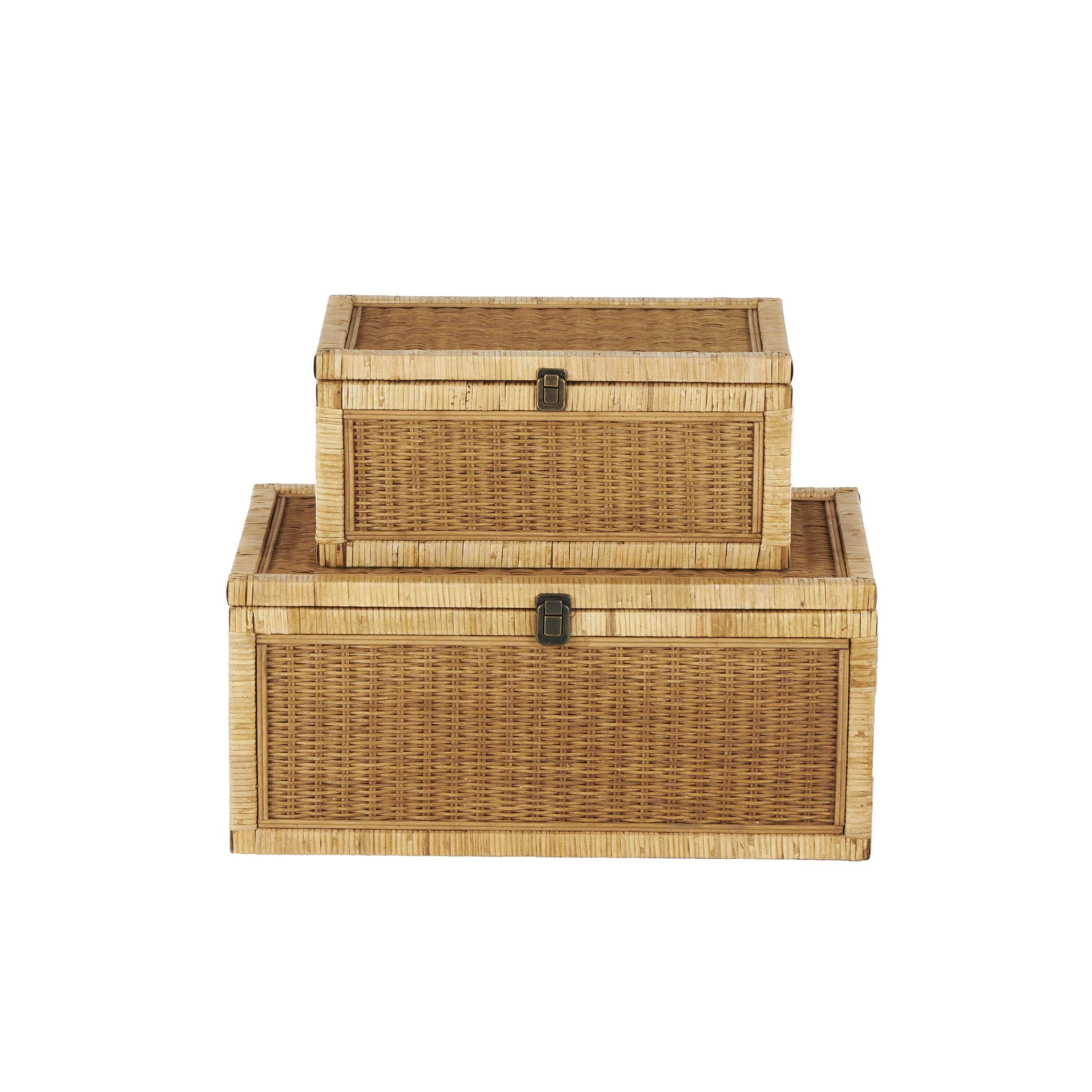 Handmade Natural Wood Rectangular Lidded Storage Box Set