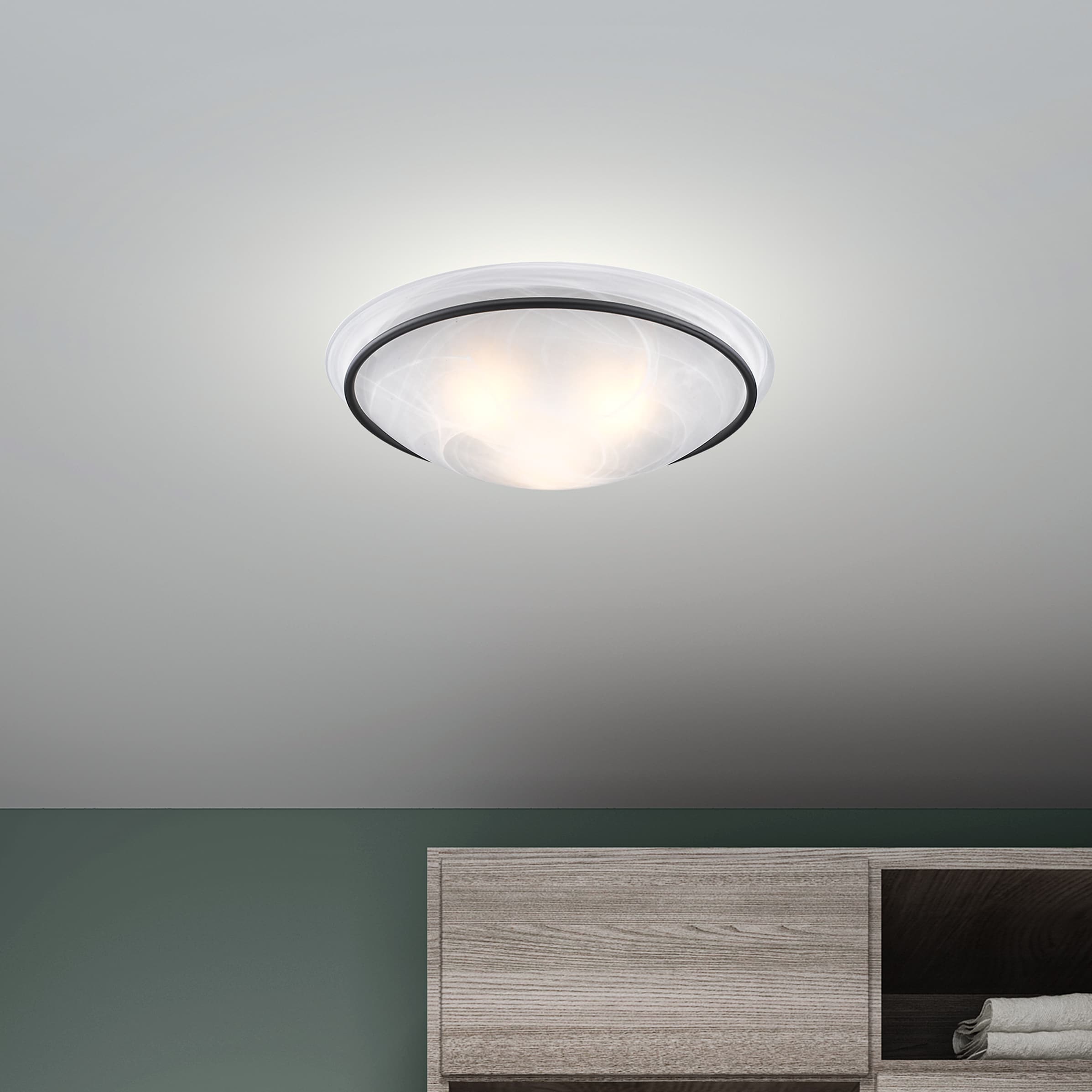 Newburgh Bronze 3-Light Semi-Flush Mount with Alabaster Glass