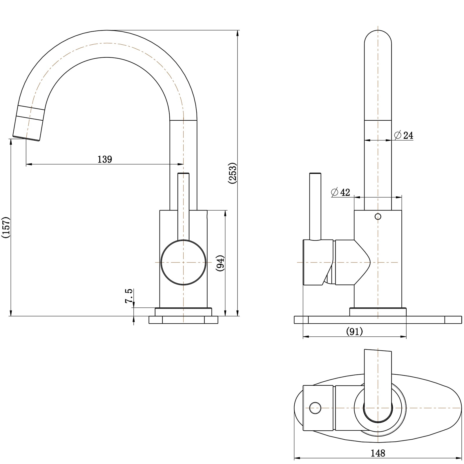Matte Black Single-Handle Bathroom Faucet with Swivel Spout