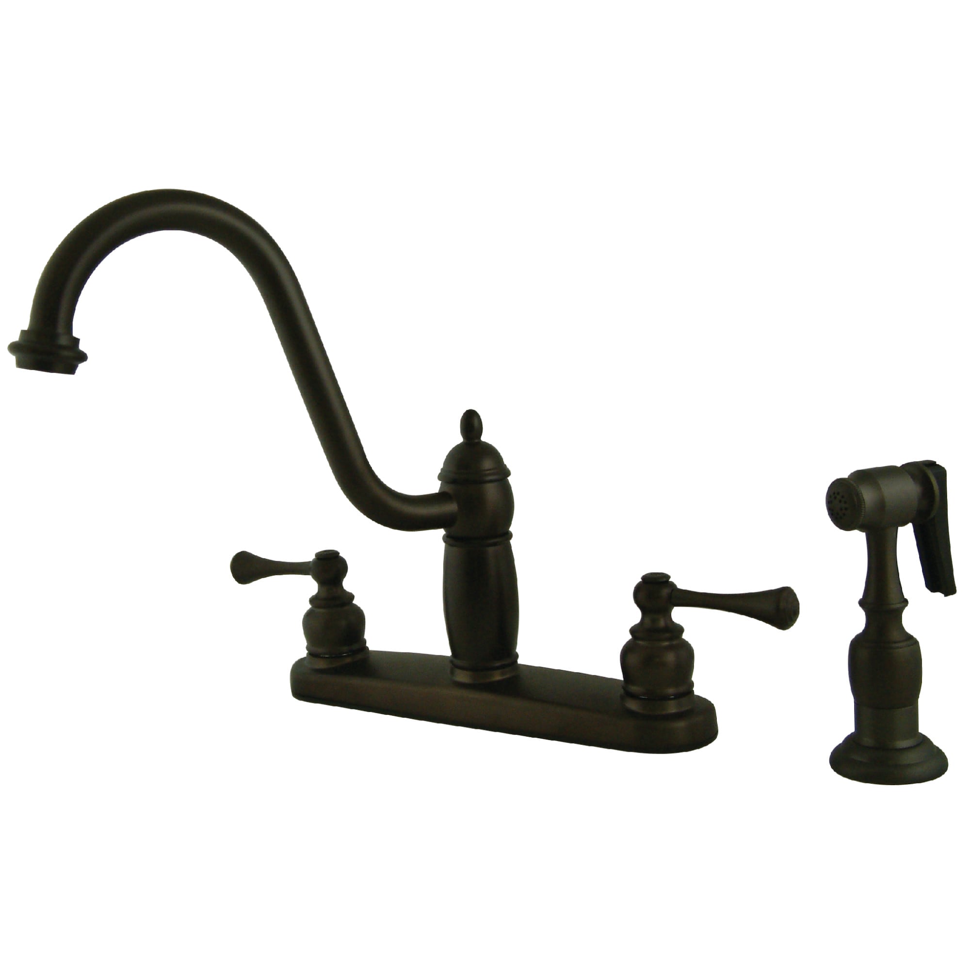 Elements of Design EB1115BLBS New Orleans Oil-rubbed bronze Double Handle Deck-mount Kitchen Faucet ( Deck Plate Included ) ( Side Sprayer Included )