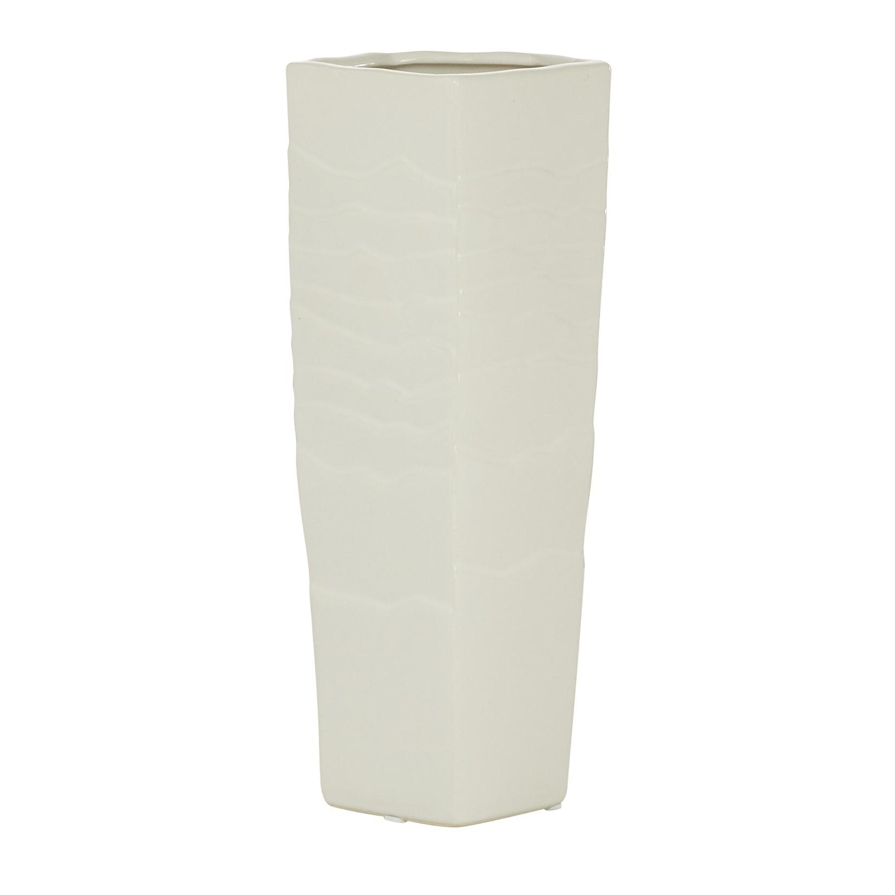 Elegant White Ceramic Decorative Vase 12.7" Tall
