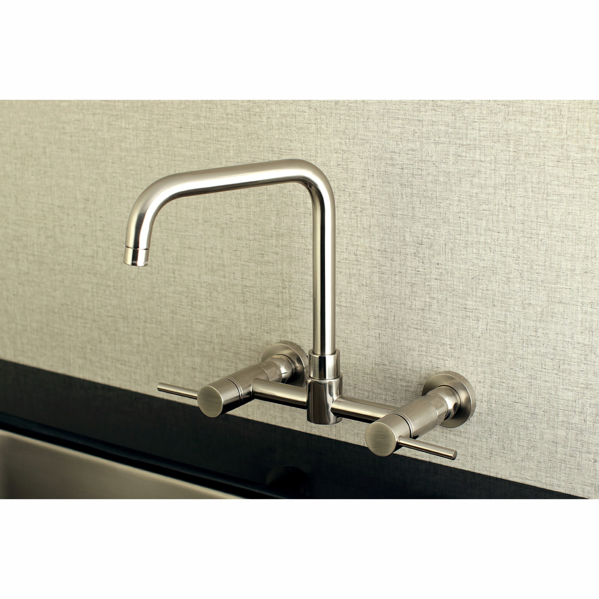 Kingston Brass WLKS8168DL Concord Brushed nickel Double Handle Wall-mount Kitchen Faucet