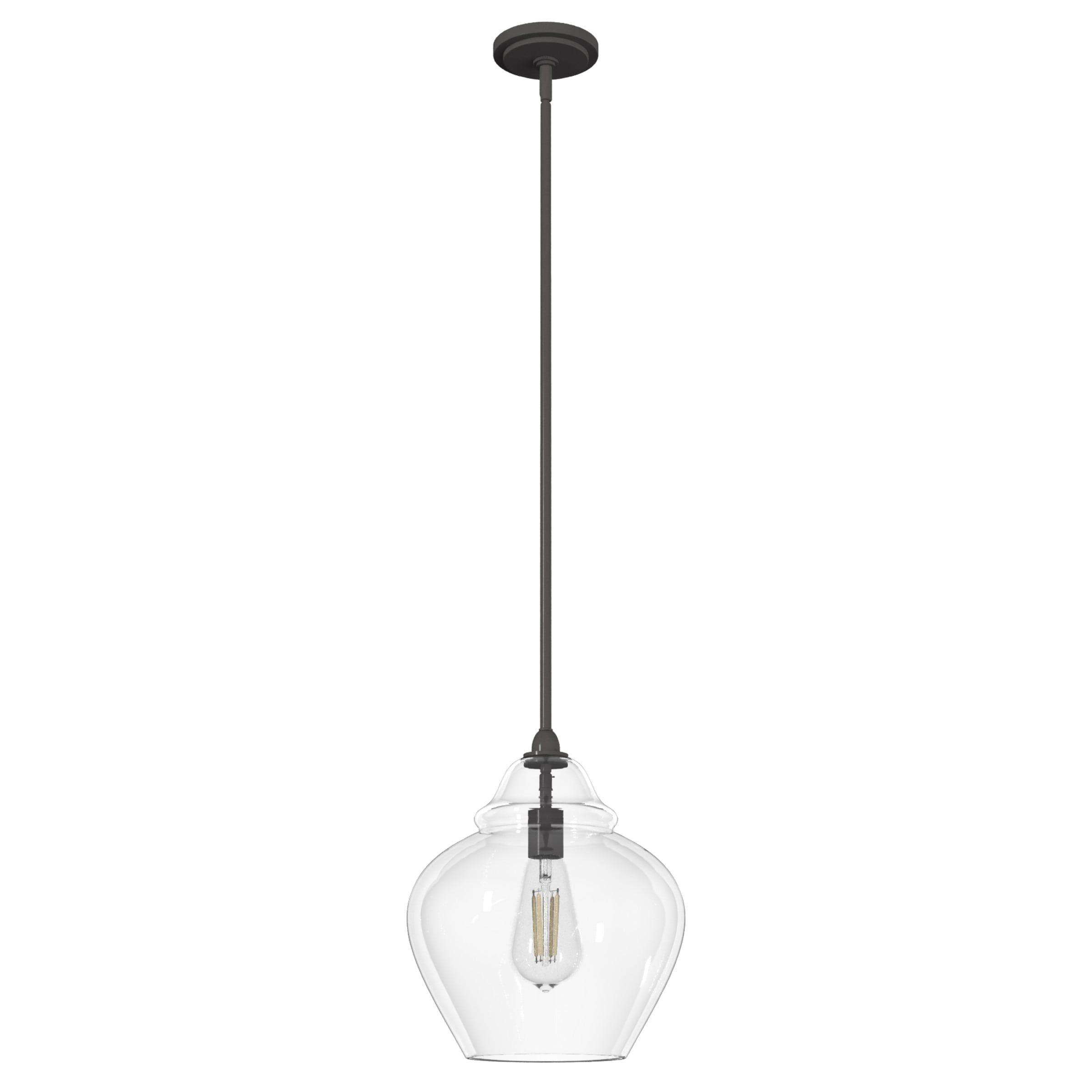 Hunter 19646 Dunshire 1 -Light Noble Bronze Transitional Clear glass Bell Medium Hanging Pendant light