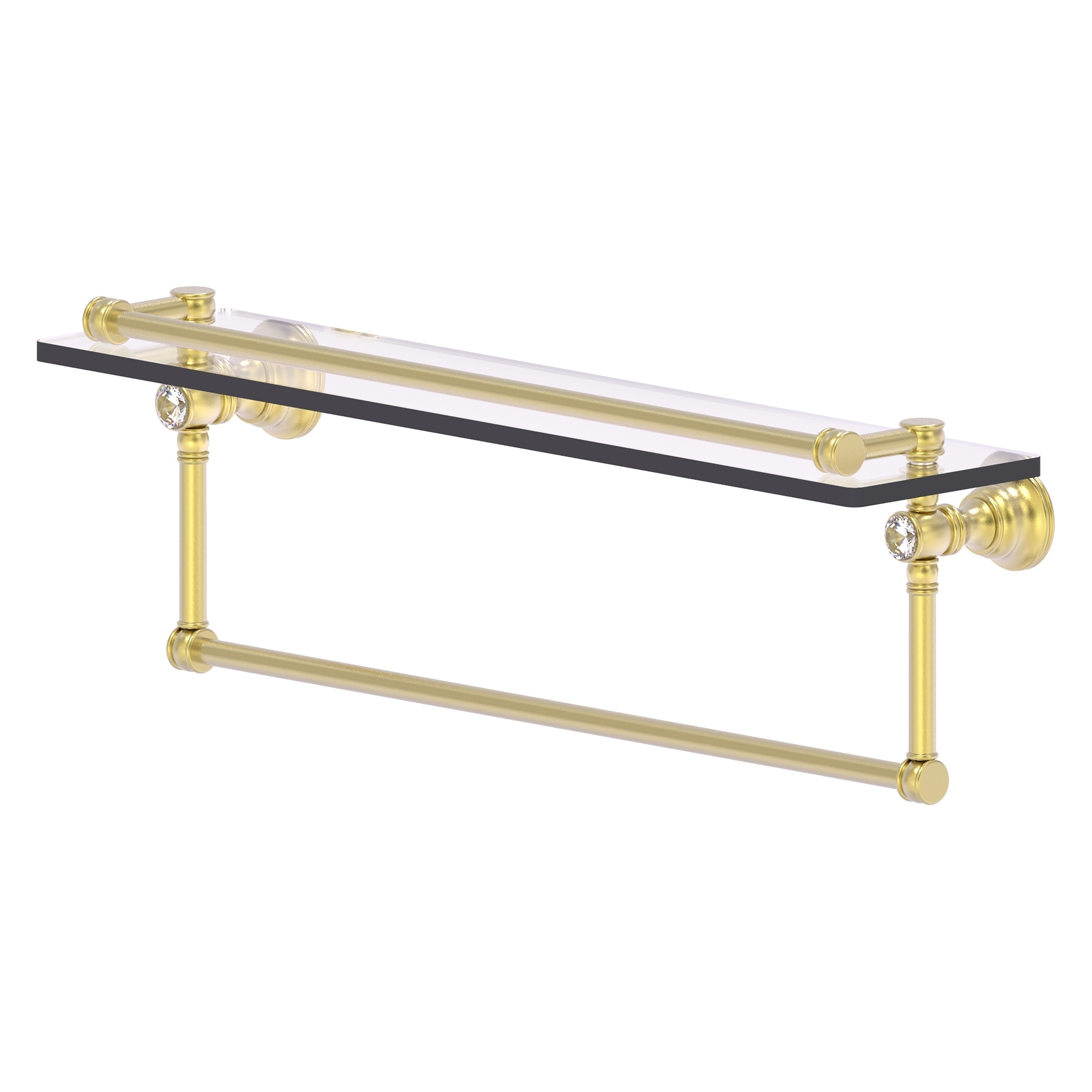 Allied Brass CC-1-22-TB-GAL-SBR Carolina Crystal Satin Brass Wall mount Bathroom Shelf ( 22-in x 7.4-in x 5-in )
