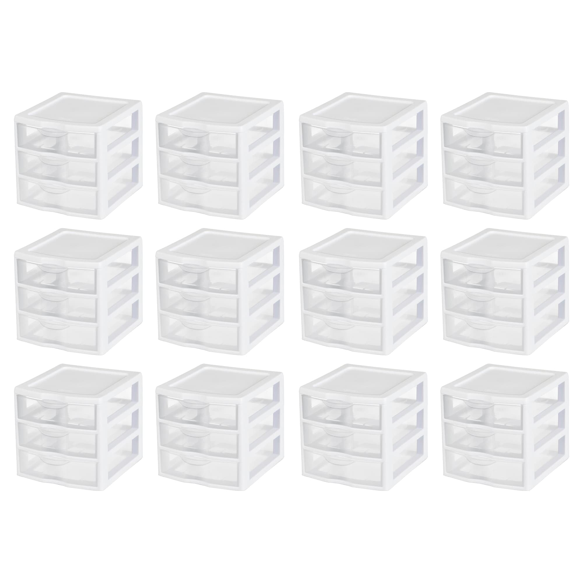 Sterilite Corporation 12-Pack 3-Drawers White Stackable Plastic Storage ...