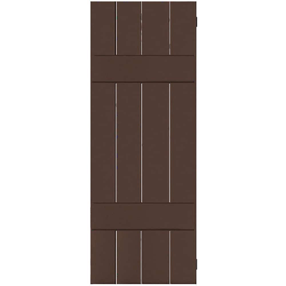 Ekena Millwork RWB15X046TBW 15-in W x 46-in H Tudor Brown Paintable/Stainable Board and batten Wood Exterior Shutters ( 2 -Pack )