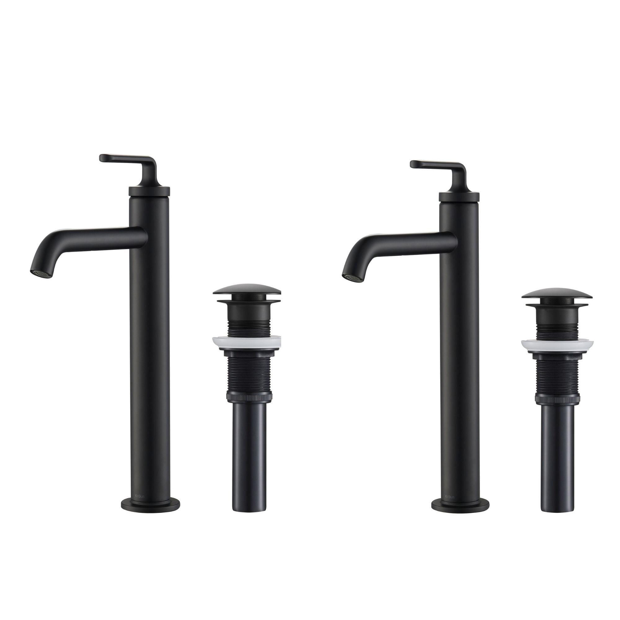 Kraus KVF-1220MB-2PK Ramus Matte Black Single hole 1-handle WaterSense Low-arc Commercial/Residential Handle Bathroom Sink Faucet with Drain