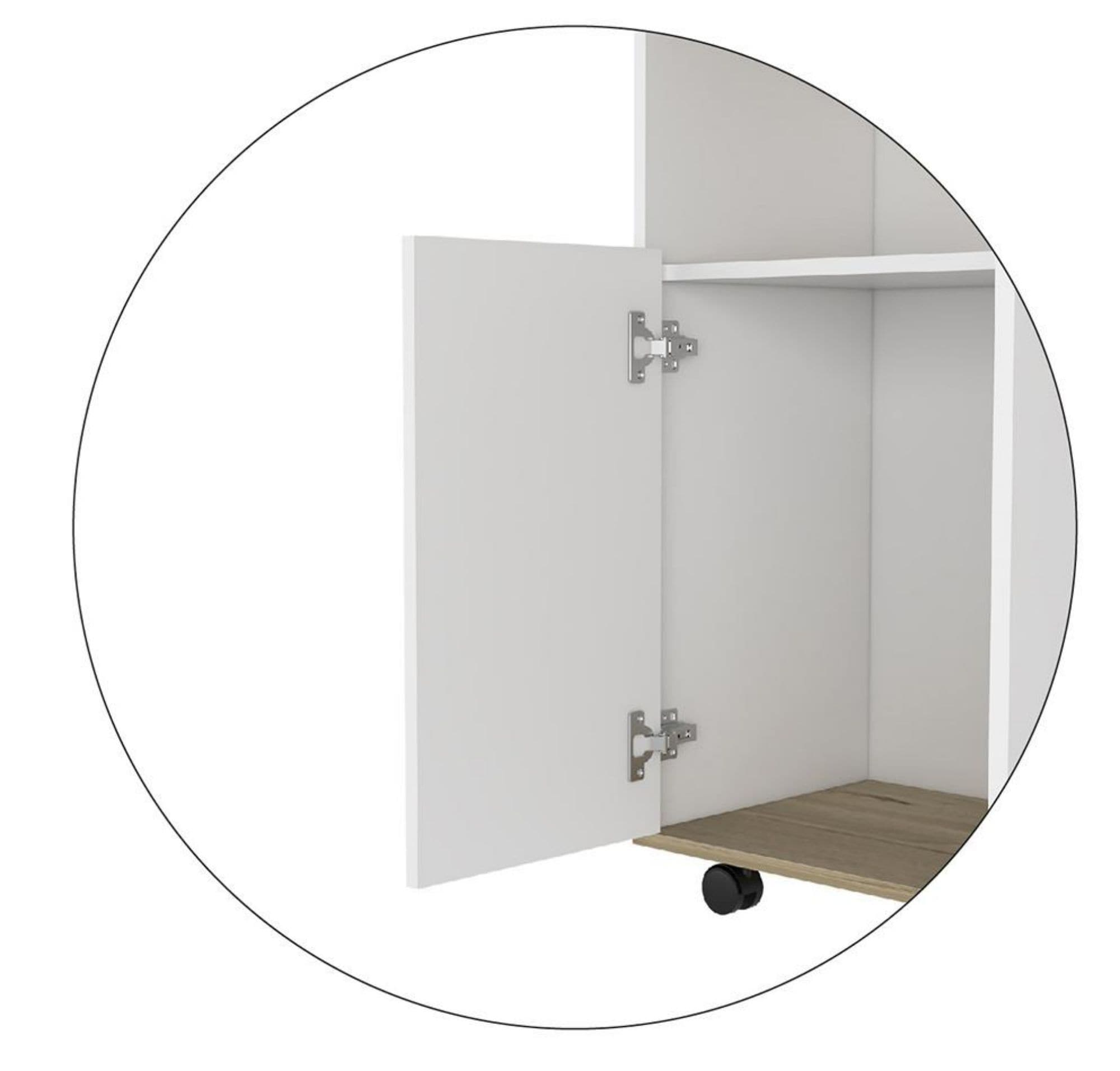 Miki Shinly White Mdf Base with Mdf Top Rolling Kitchen Cart (39.37-in x 15.75-in x 35.43-in)