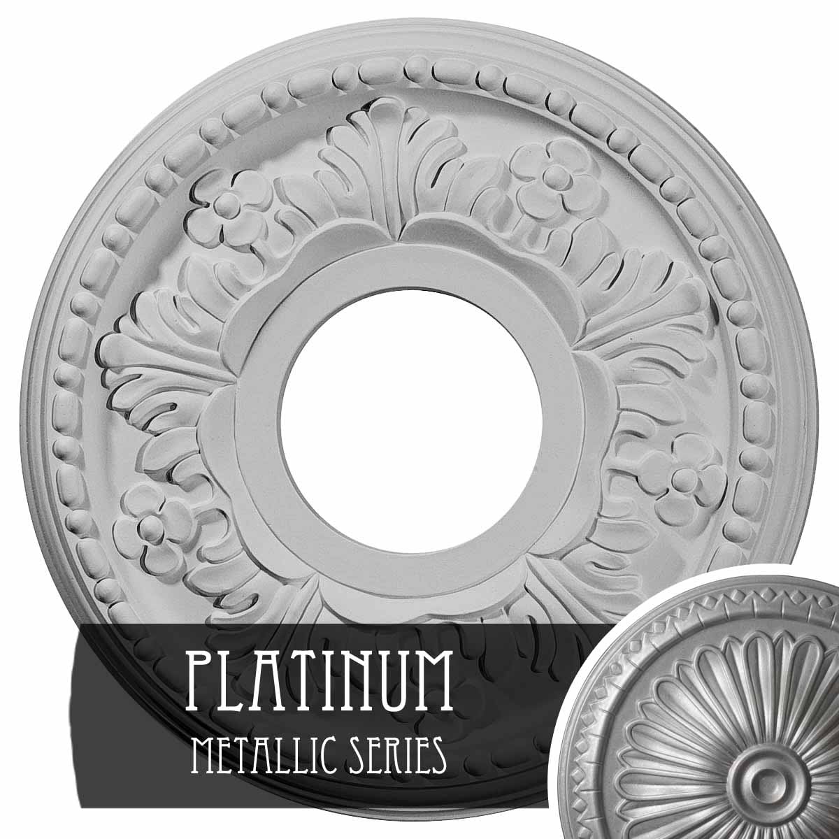 Ekena Millwork CM11HEPLS Helene 11.875-in W x 11.875-in L Painted Platinum Polyurethane Whole Ceiling Medallion